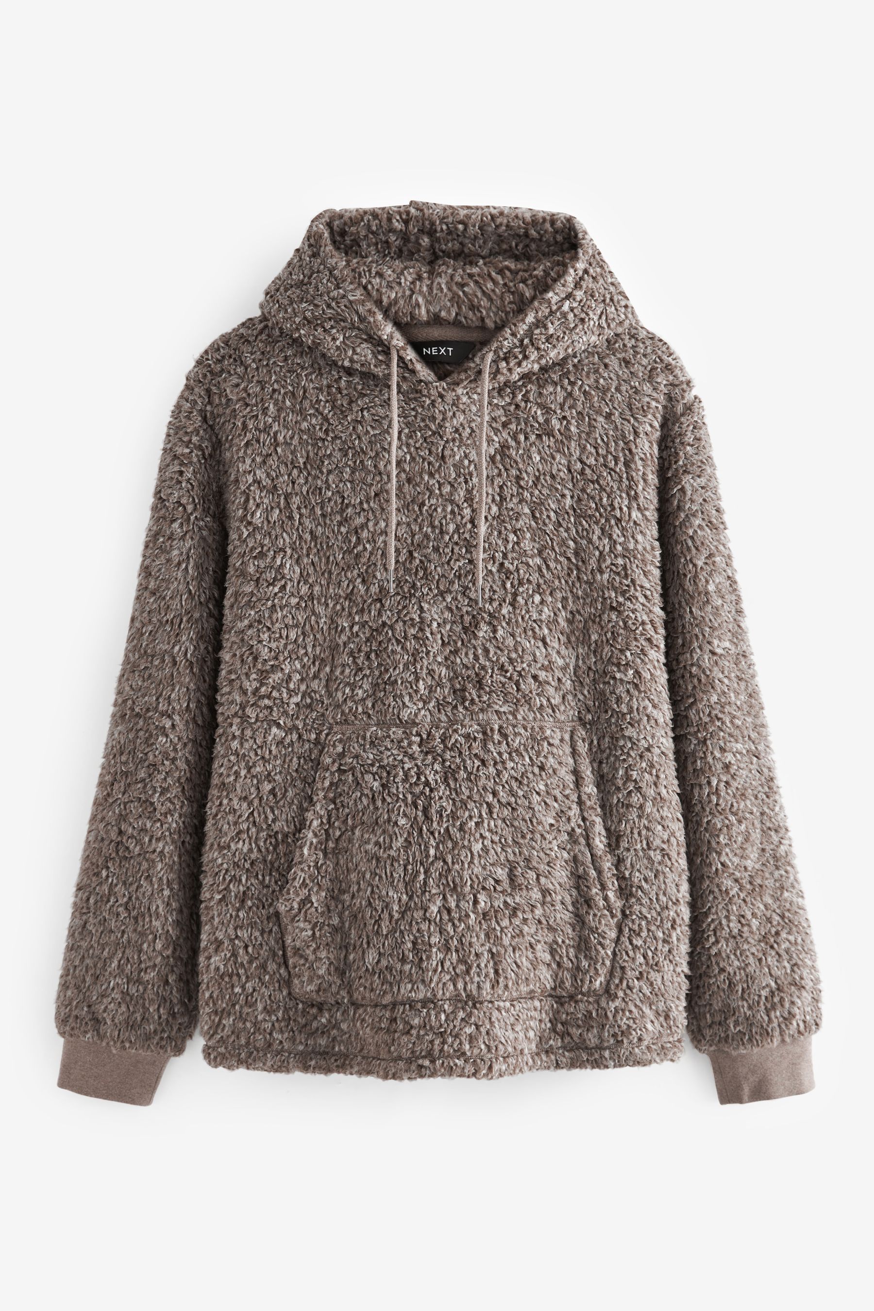 Buy Neutral Grey Borg Overhead Hoodie from Next Luxembourg