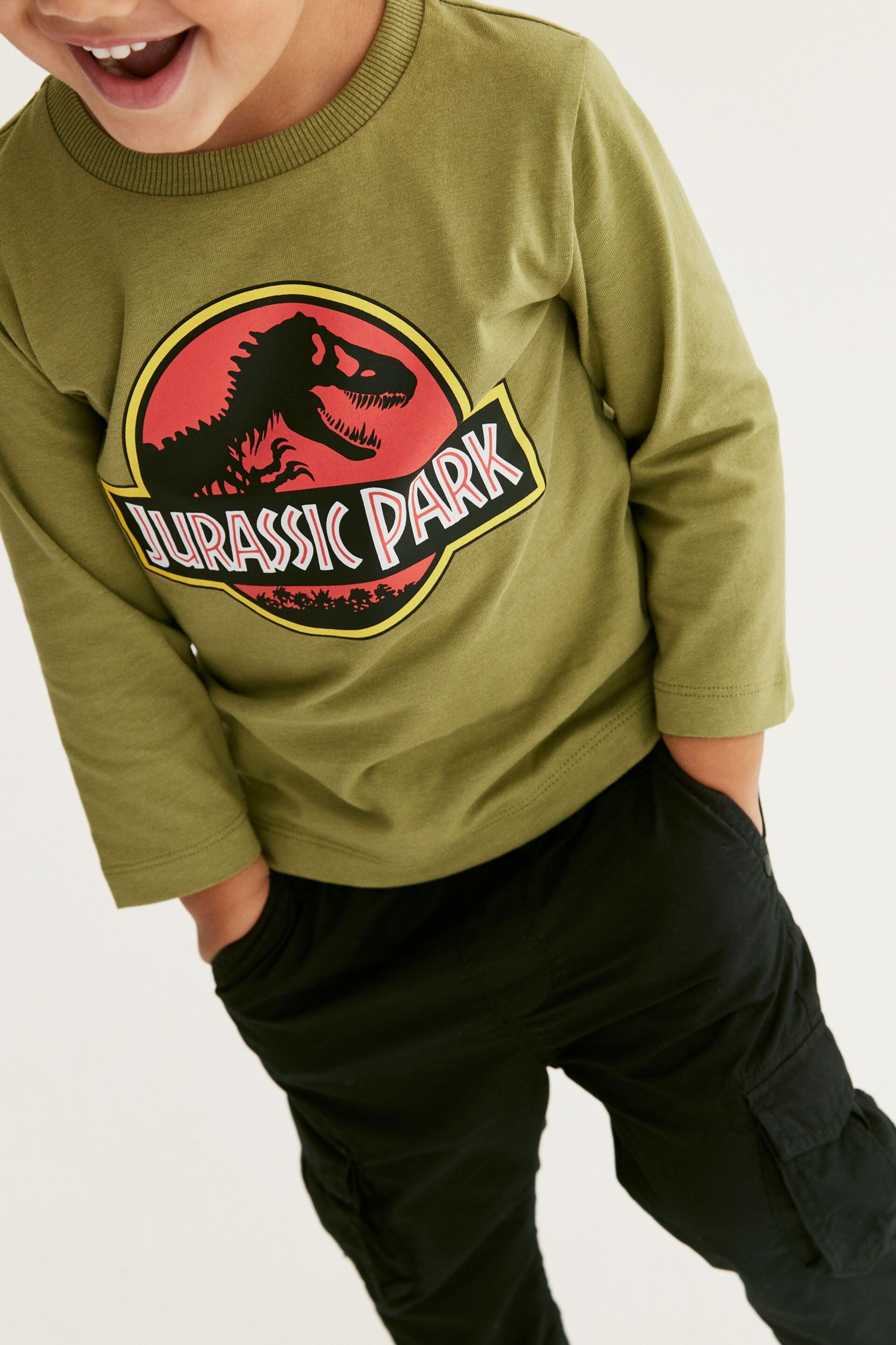 Khaki Green Jurassic Park Long Sleeve T-Shirt (3mths-8yrs) - Image 3 of 6