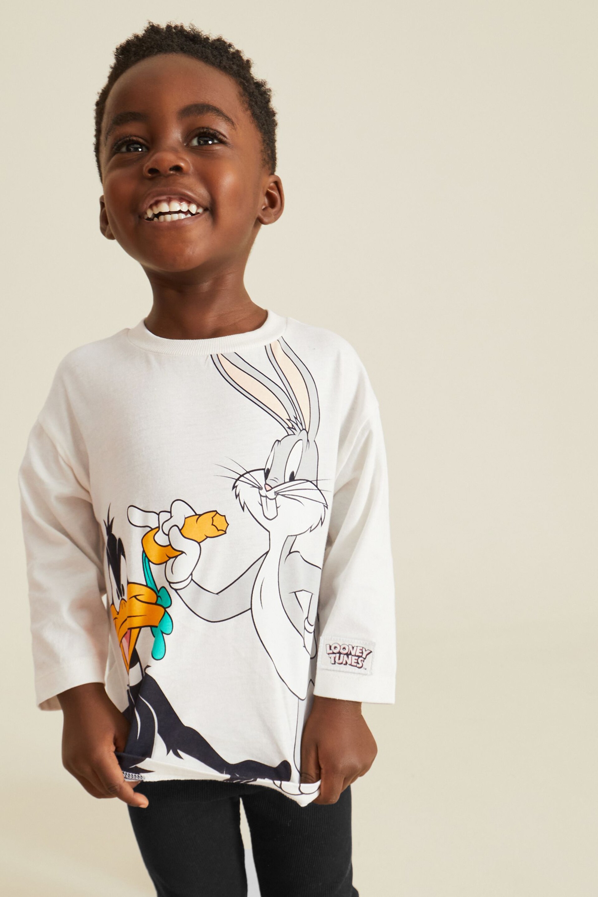 Ecru White Looney Tunes Long Sleeve T-Shirt And Leggings Set (3mths-8yrs) - Image 1 of 6