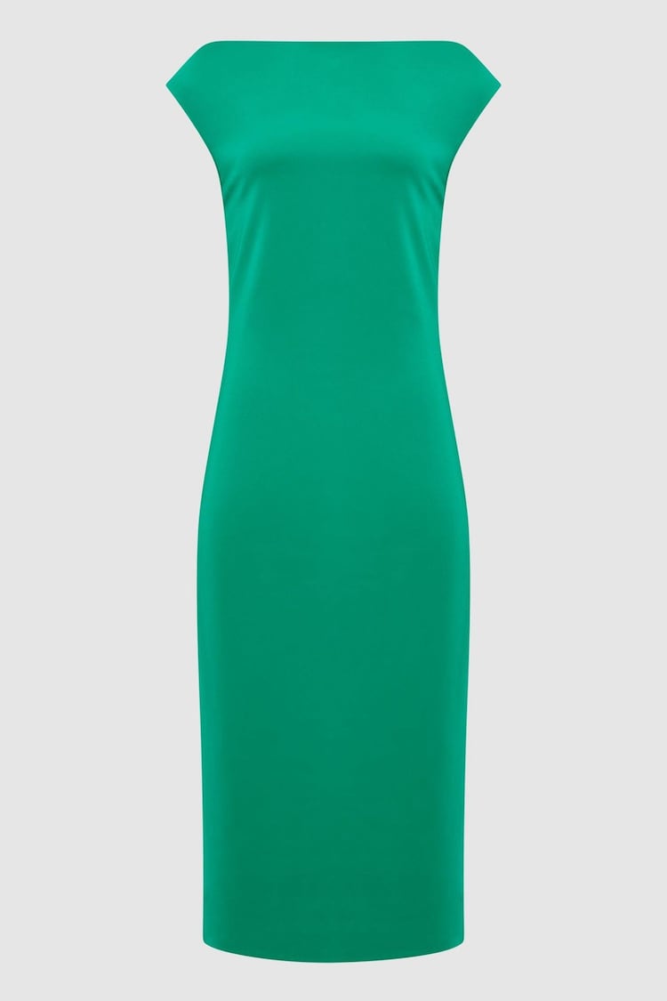 Reiss Green Zaria Off-Shoulder Bodycon Midi Dress - Image 2 of 6