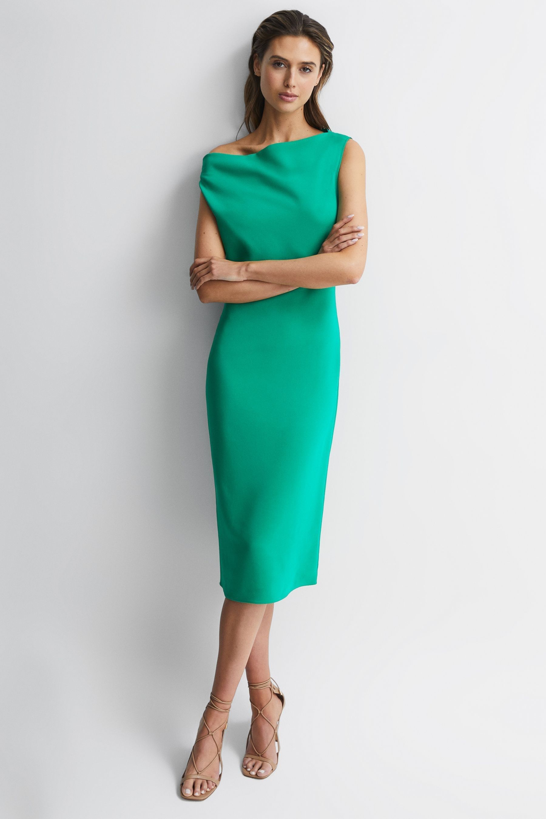 Green off the shoulder bodycon dress cheap