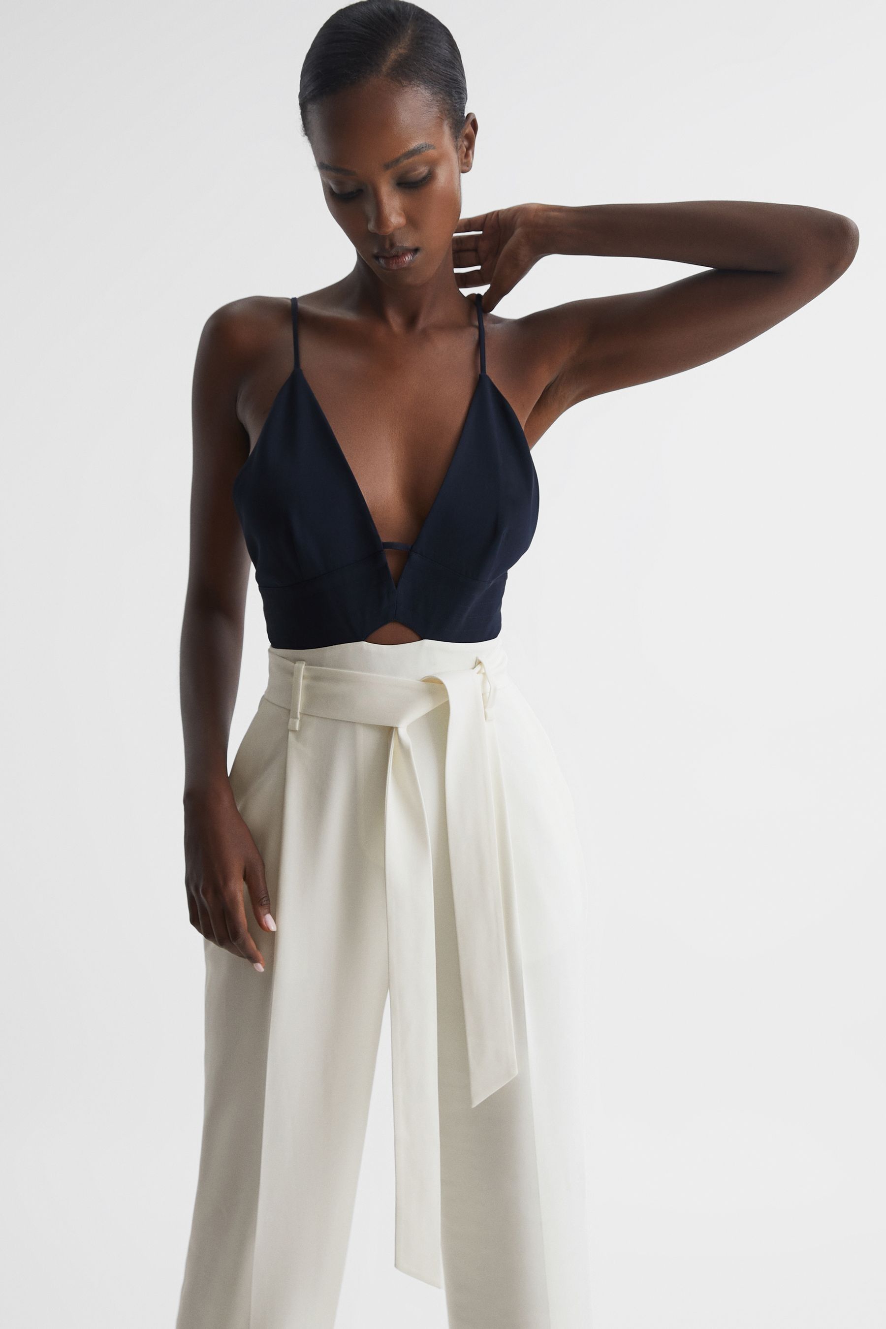 Navy white jumpsuit new arrivals
