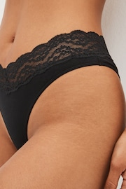 Black Extra High Leg Cotton and Lace Knickers 4 Pack - Image 3 of 3