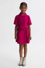 Reiss Pink Nancy 9-14 yrs Velvet Double Breasted Dress - Image 3 of 5