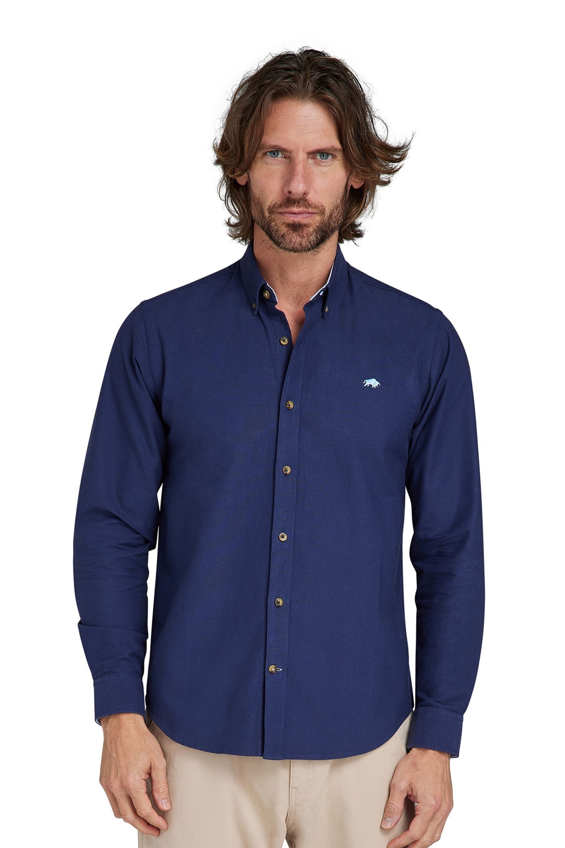 Raging Bull Blue Classic Long Sleeve Oxford Shirt - Image 1 of 6
