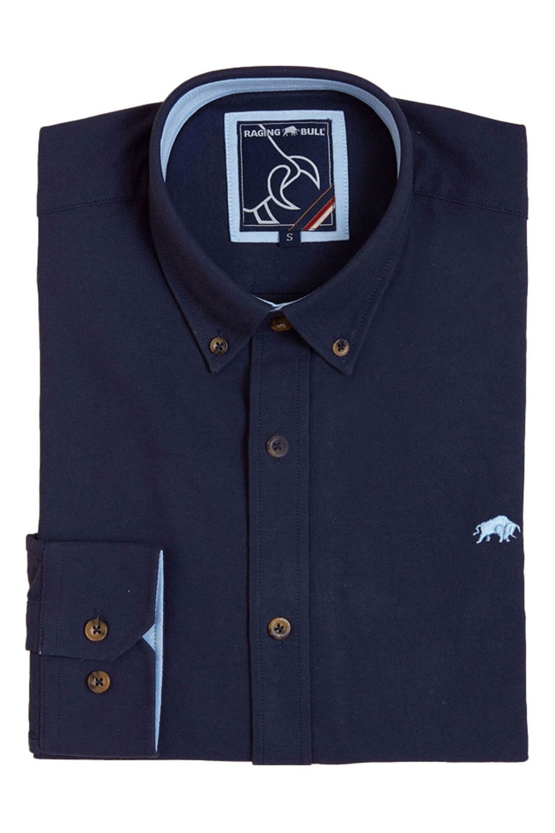 Raging Bull Blue Classic Long Sleeve Oxford Shirt - Image 5 of 6