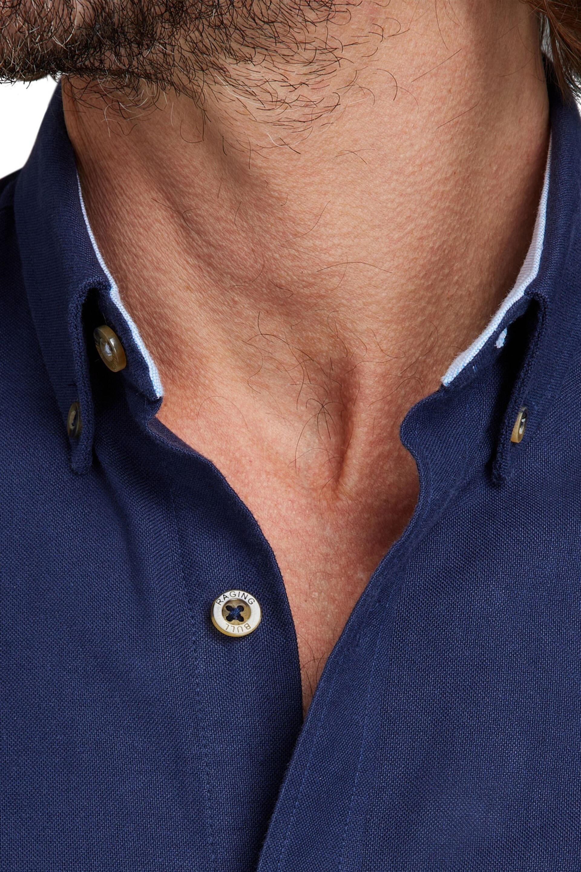 Raging Bull Blue Classic Long Sleeve Oxford Shirt - Image 6 of 6