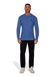 Raging Bull Blue Popcorn Texture Crew Knit Jumper - Image 1 of 2