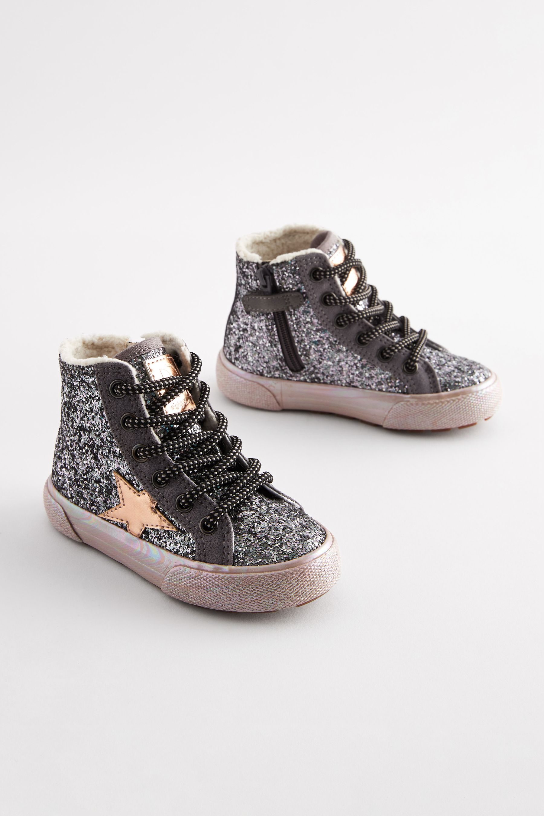 Grey glitter trainers store