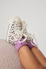 White/Tan Brown Animal Print Standard Fit (F) High Top Trainers - Image 1 of 7