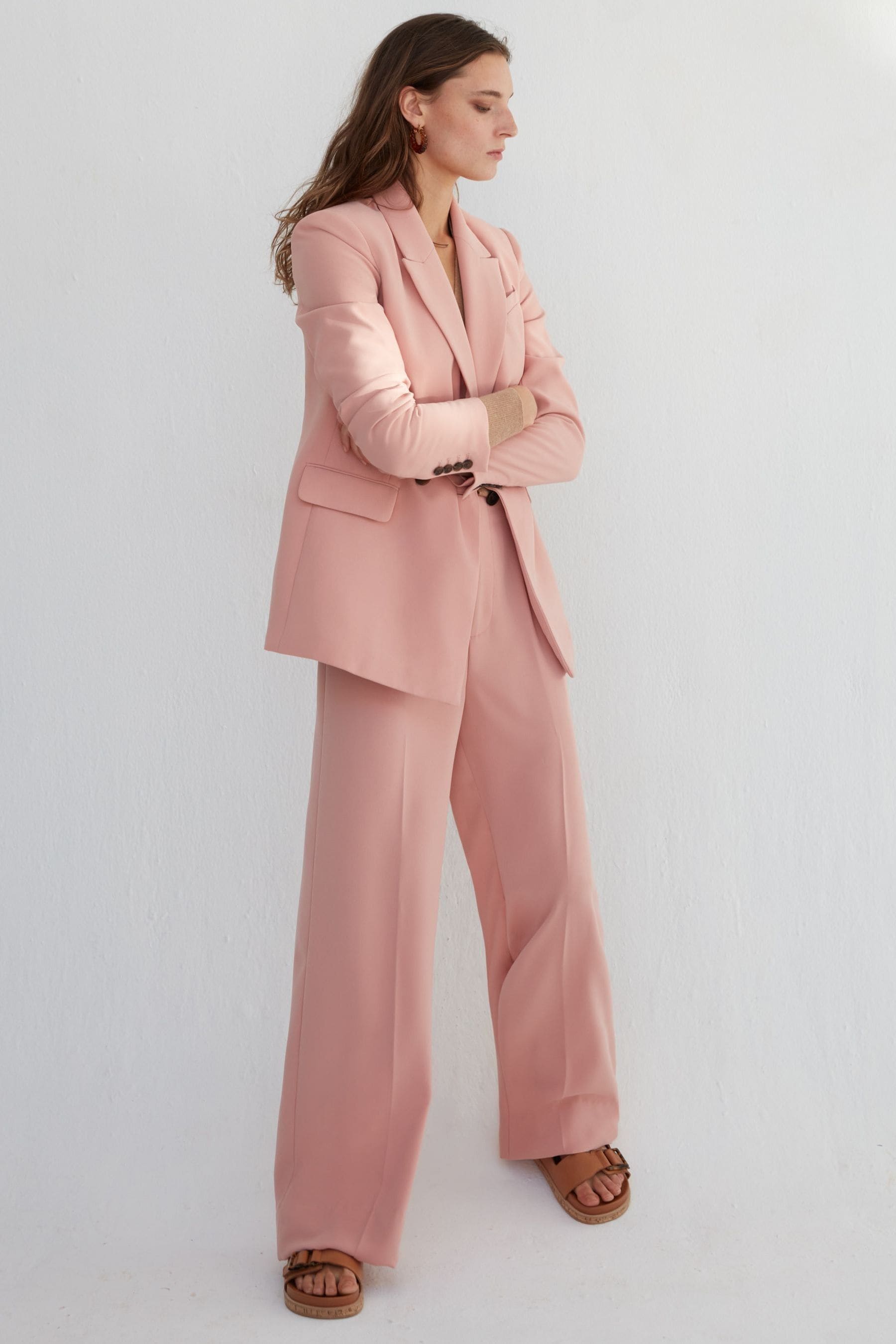 Buy Boden Pink Double Breasted Crepe Blazer from Next Luxembourg