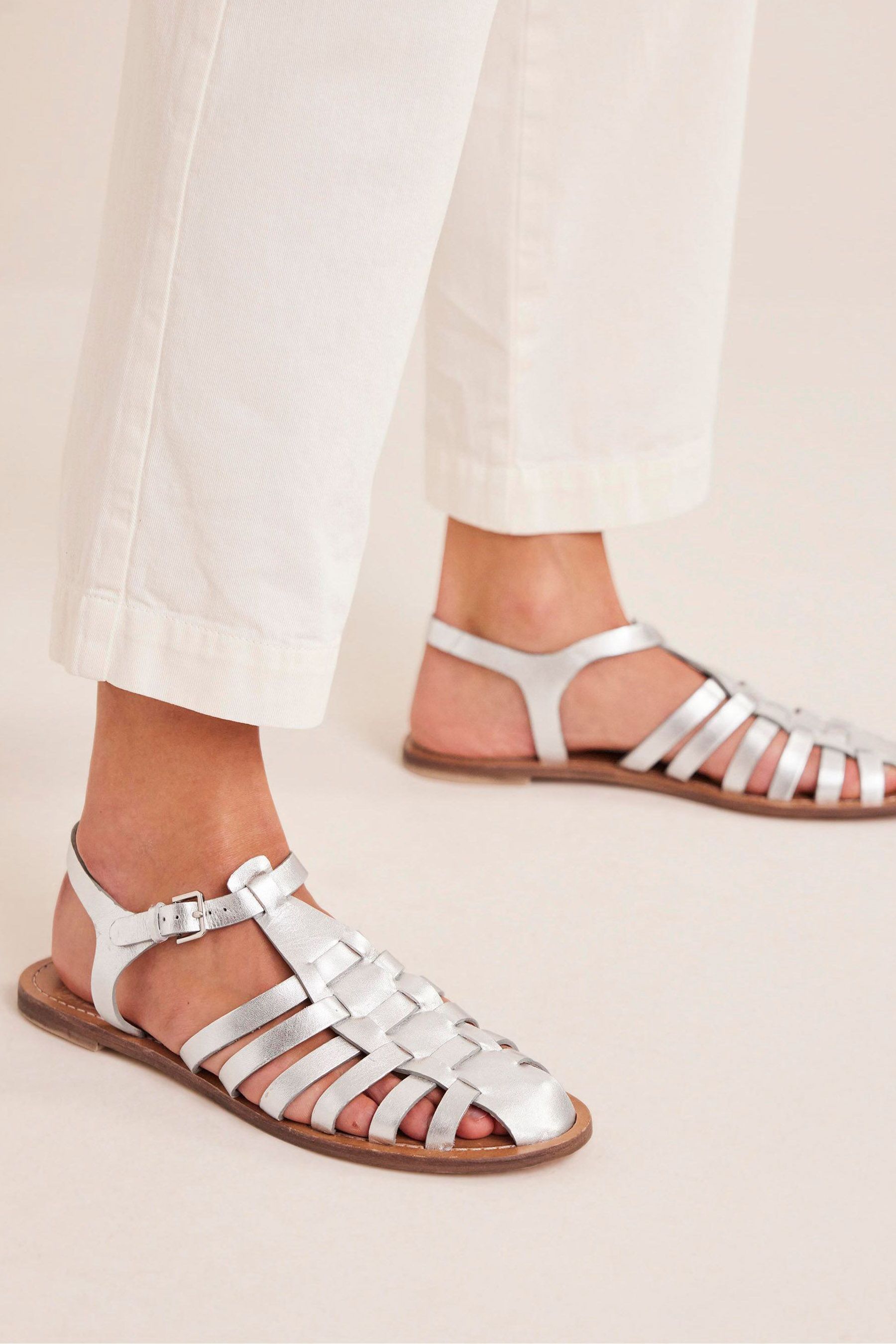 Buy Boden Silver Traditional Fisherman Sandals from Next Luxembourg
