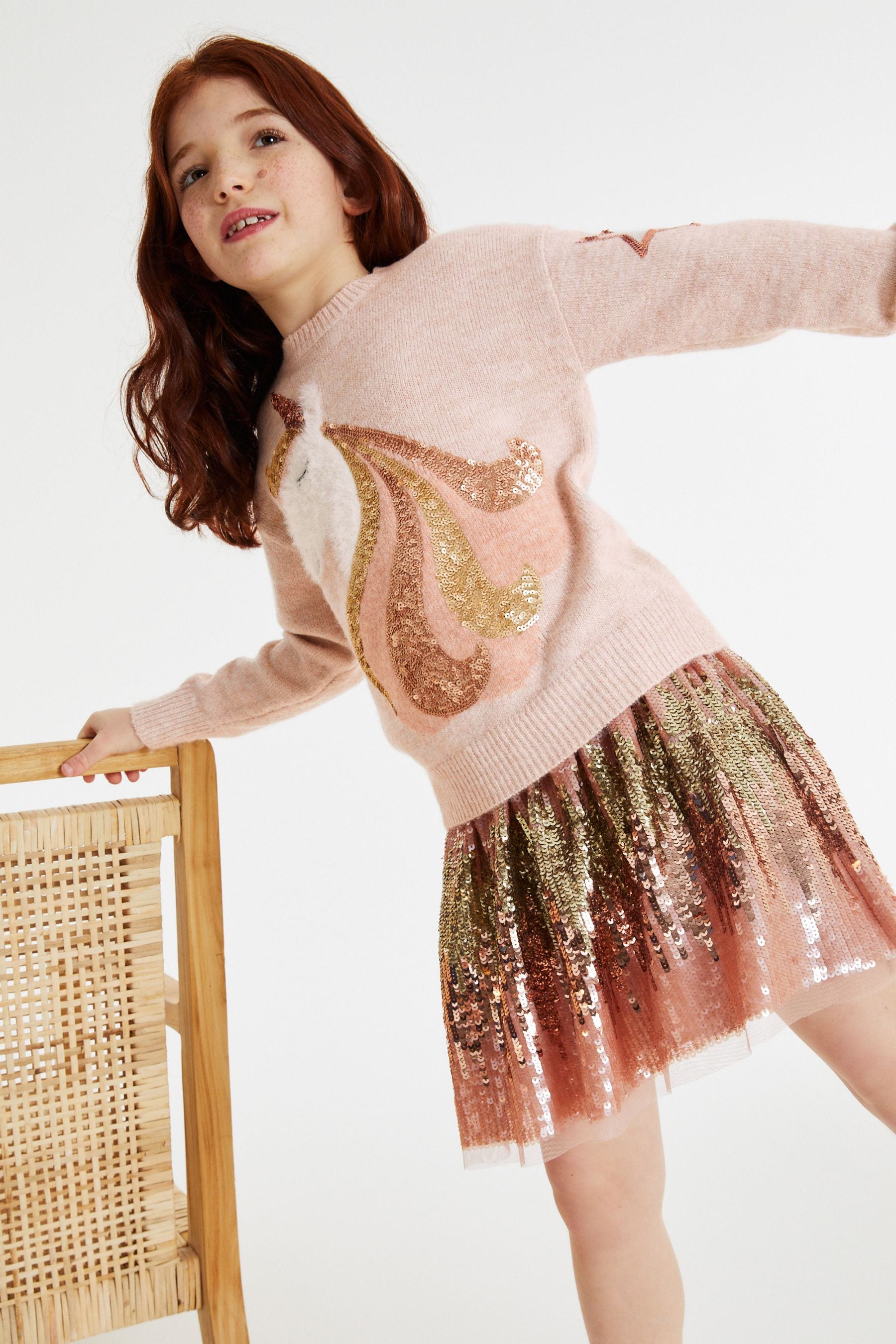 Buy Gold Ombre Sequin Skirt 3 16yrs from Next Luxembourg