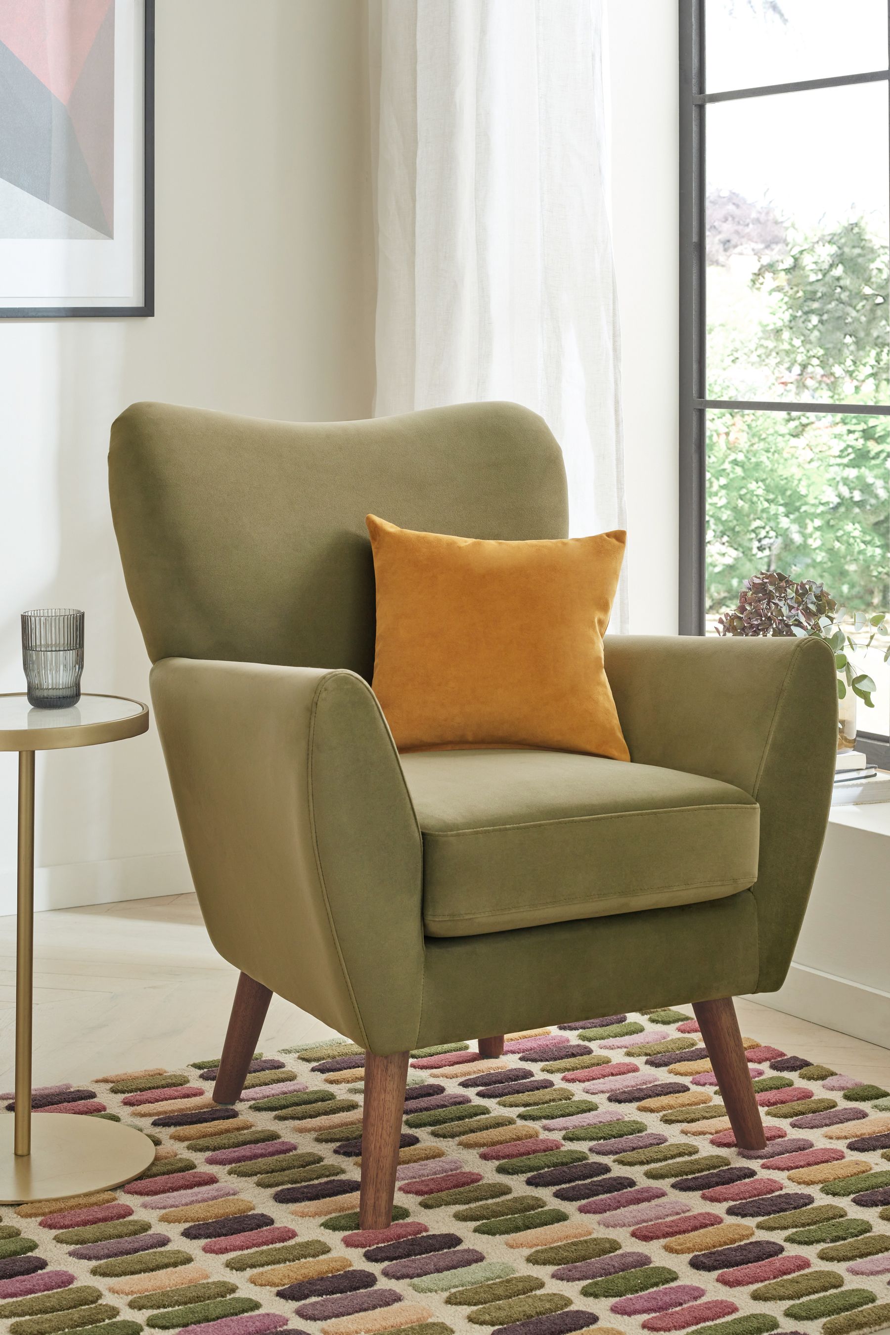 Buy Soft Velvet Sage Green Wilson II Highback Armchair from the Next UK online shop