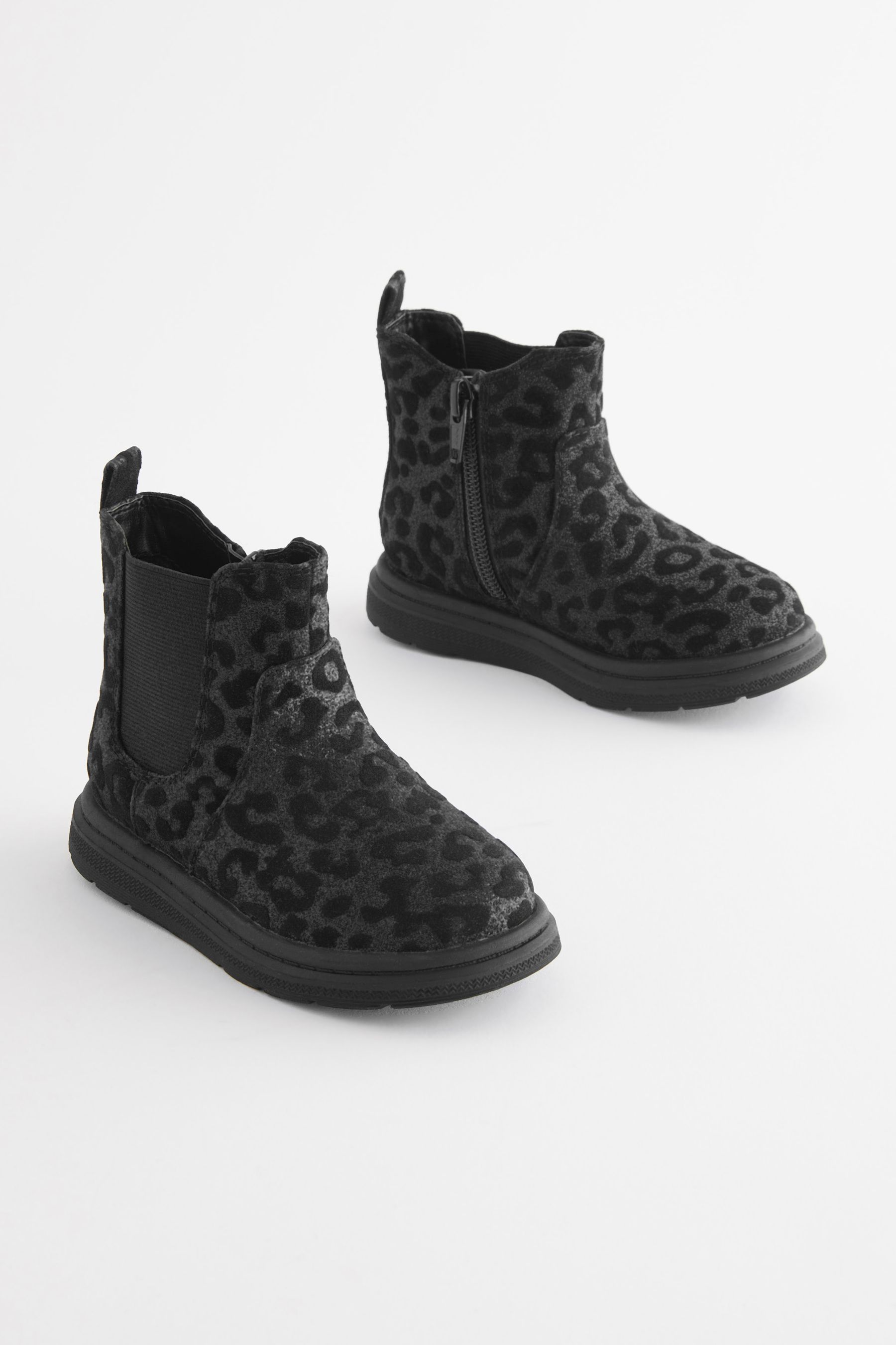 Buy Black Sparkle Animal Print Chelsea Boots from Next Luxembourg
