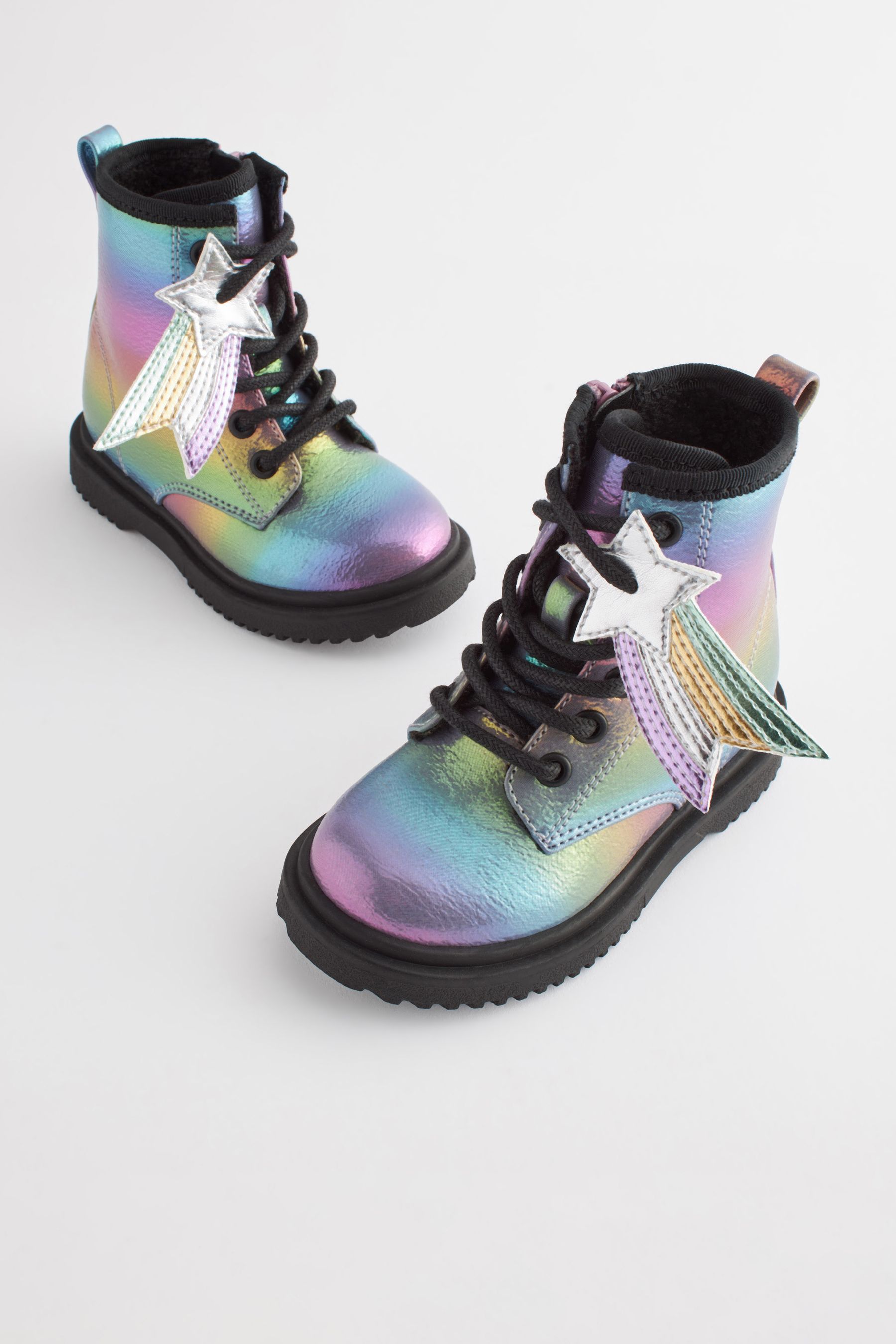 Buy Rainbow Standard Fit F Warm Lined Lace Up Boots from Next Luxembourg