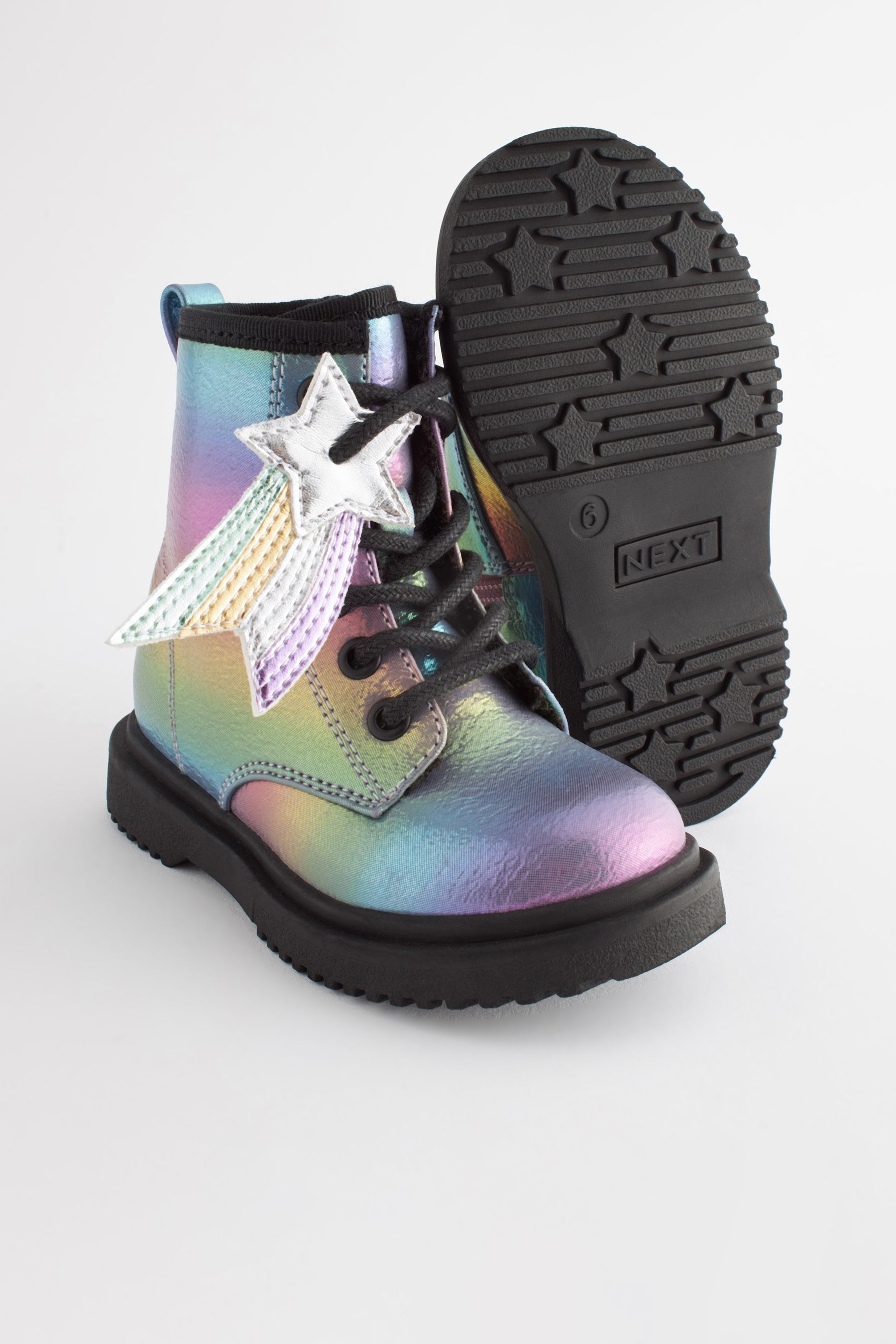Buy Rainbow Standard Fit F Warm Lined Lace Up Boots from Next Luxembourg