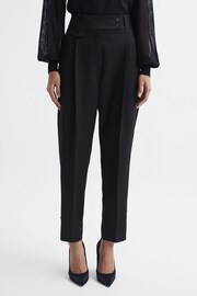 Reiss Black River High Rise Cropped Tapered Trousers - Image 1 of 5