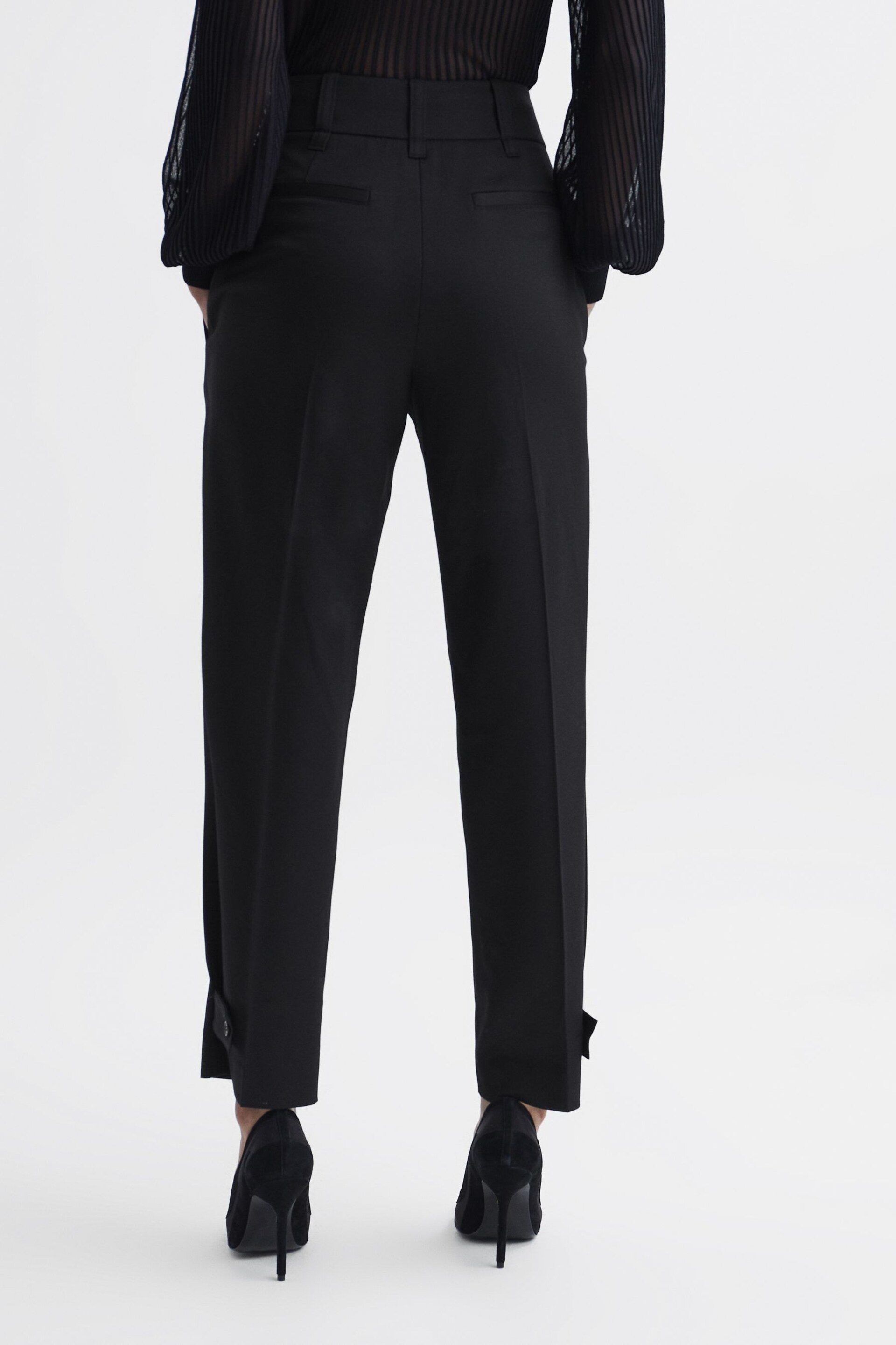 Reiss Black River High Rise Cropped Tapered Trousers - Image 5 of 5