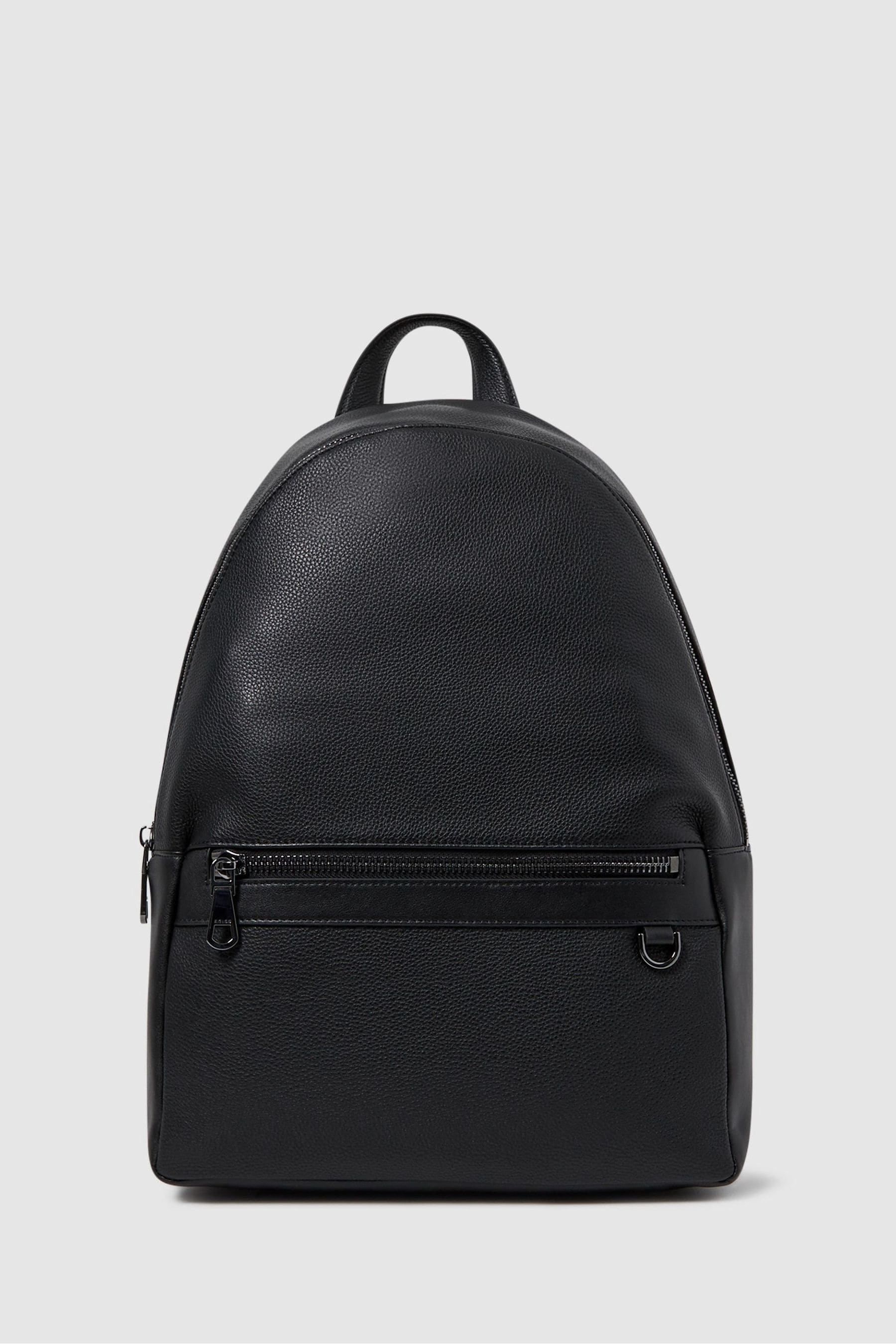 Buy Reiss Black Drew Leather Zipped Backpack from Next Luxembourg