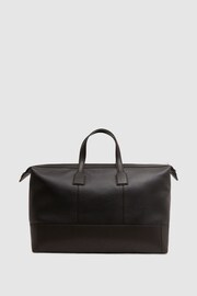 Reiss Chocolate Carter Leather Holdall - Image 1 of 5