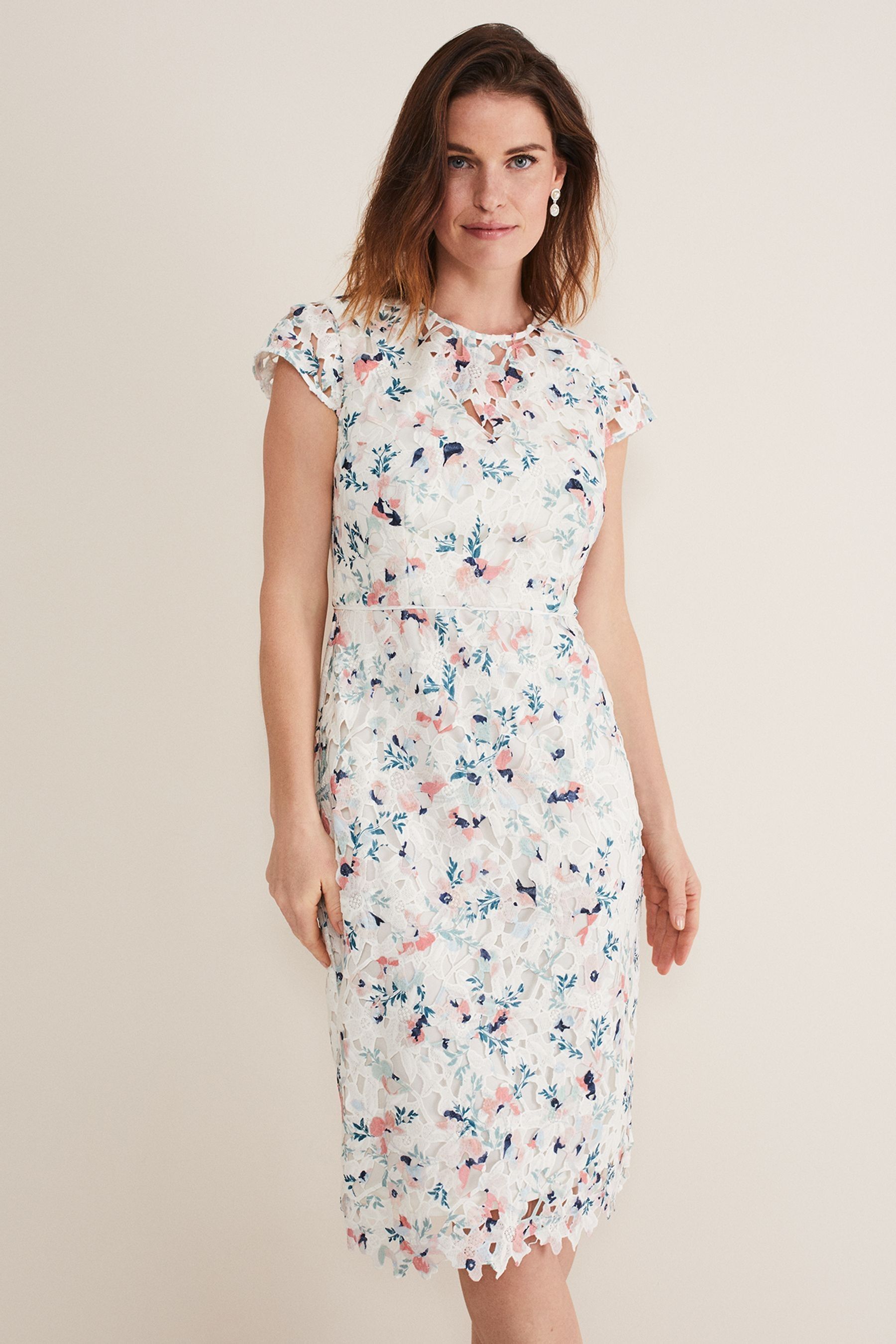 Buy Phase Eight Cream Franky Floral Lace Dress from Next Qatar