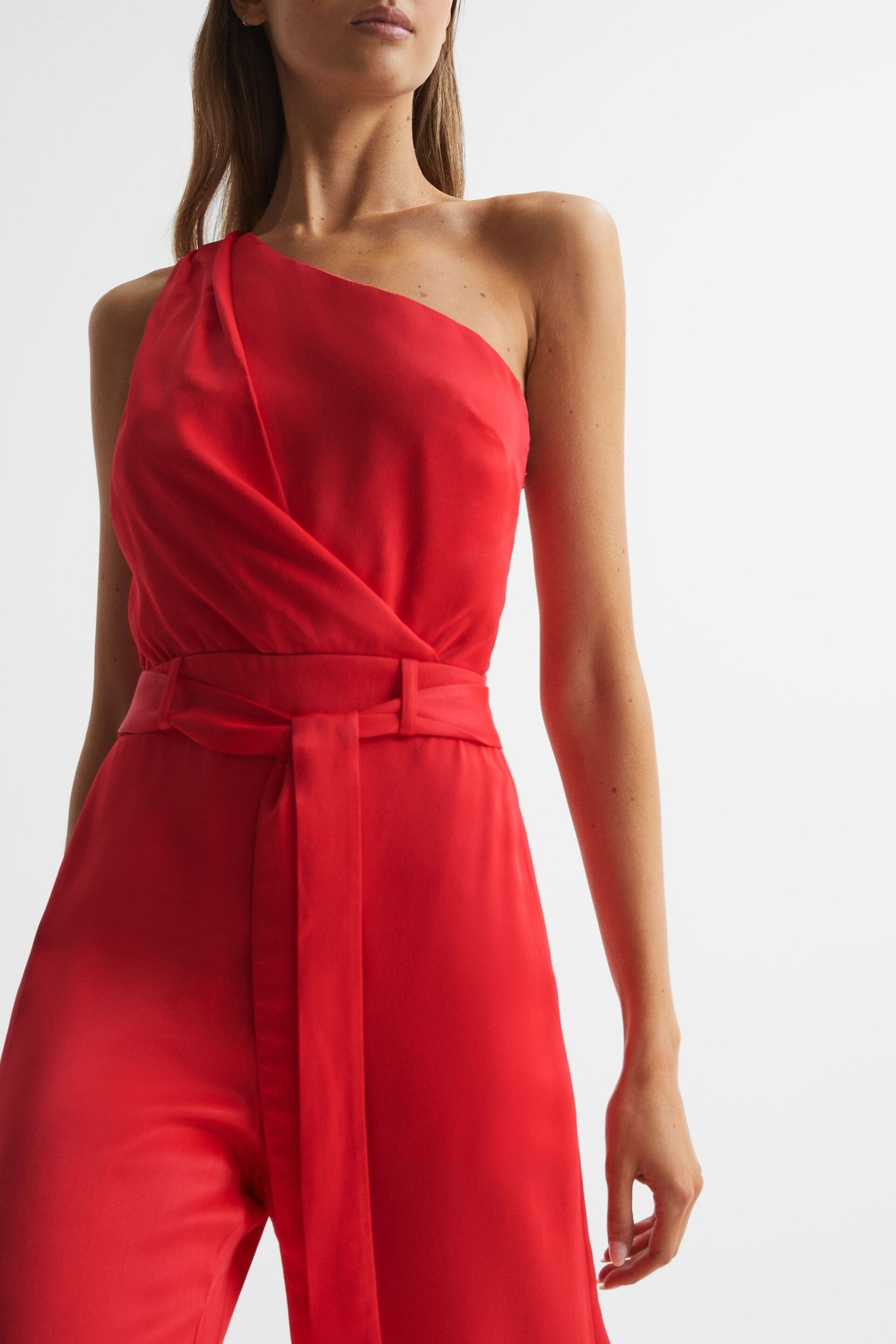 Reiss Red Eliza Off-The-Shoulder Jumpsuit - Image 4 of 5