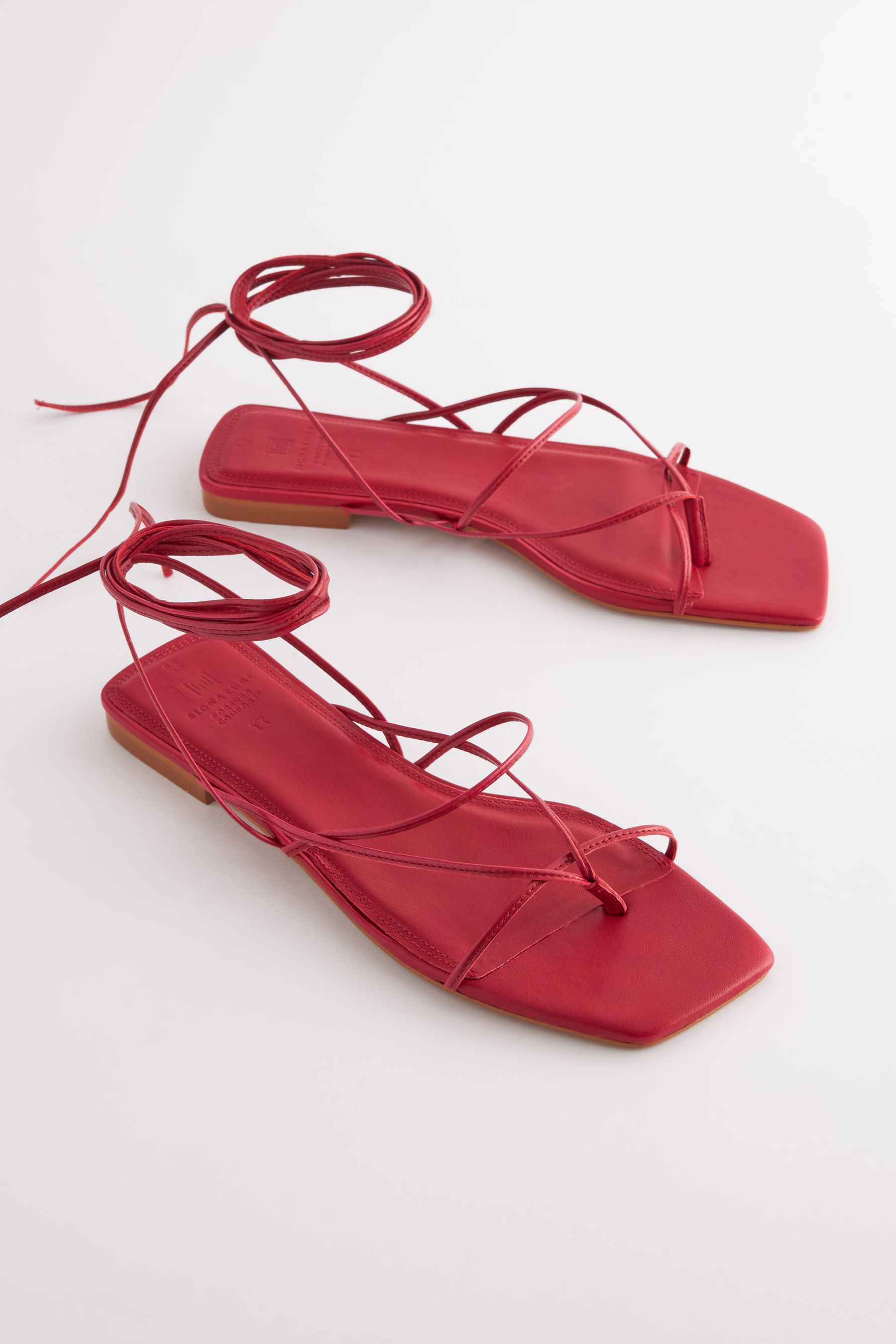 Red ankle sandals discount