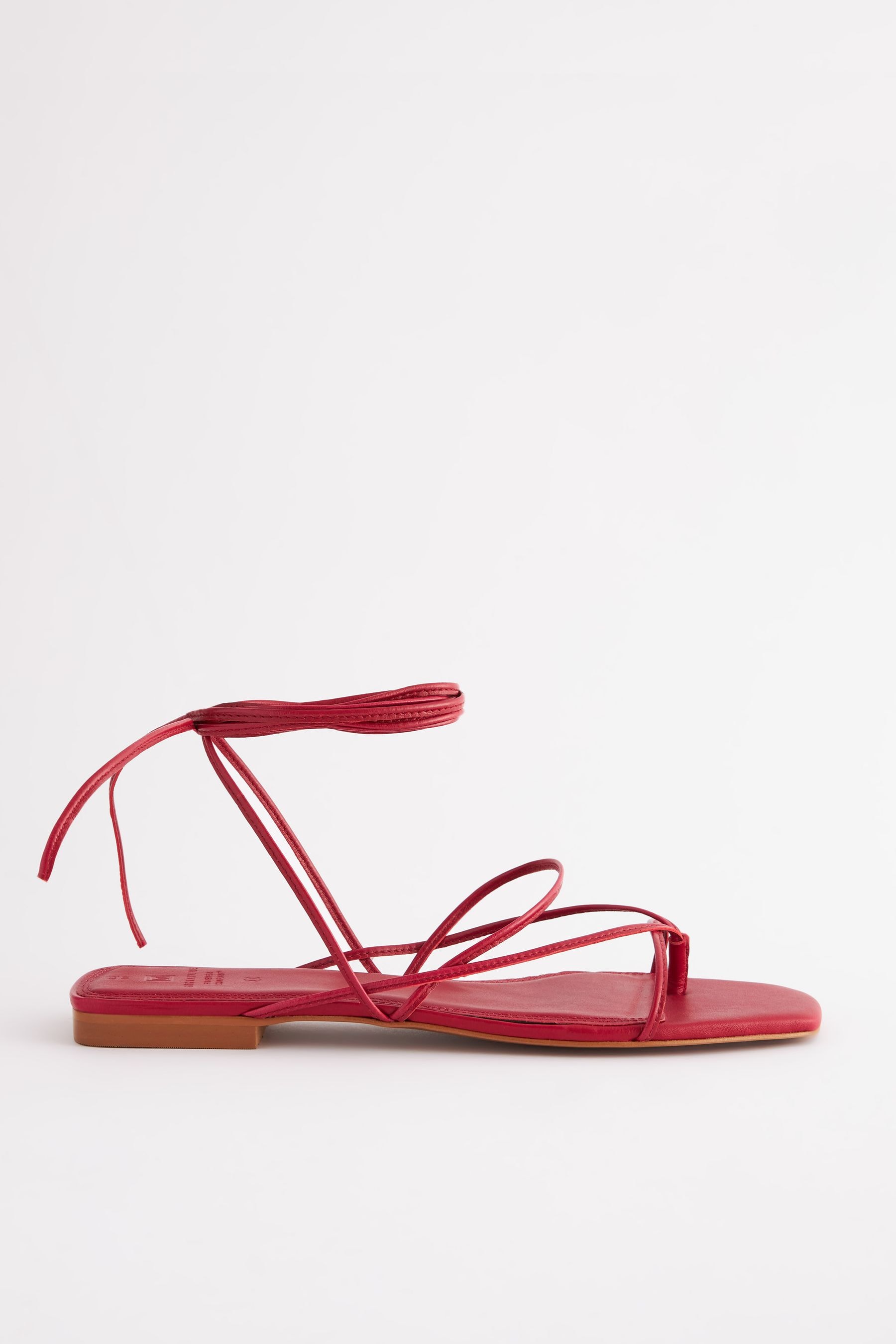 Red strappy sandals flat on sale