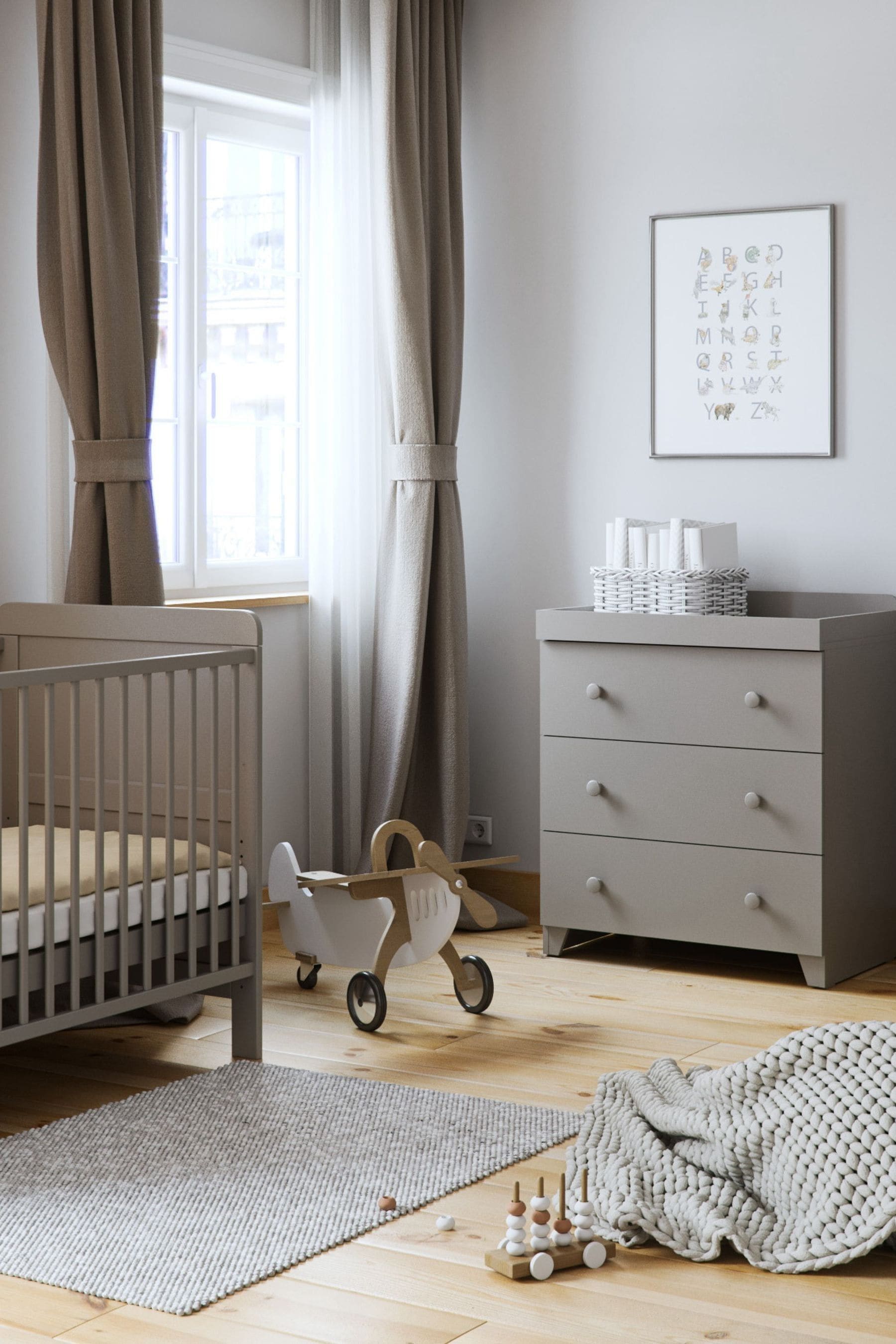 Buy Little Acorns Light Grey Classic 3 Draw Dresser Changing Unit from the Next UK online shop