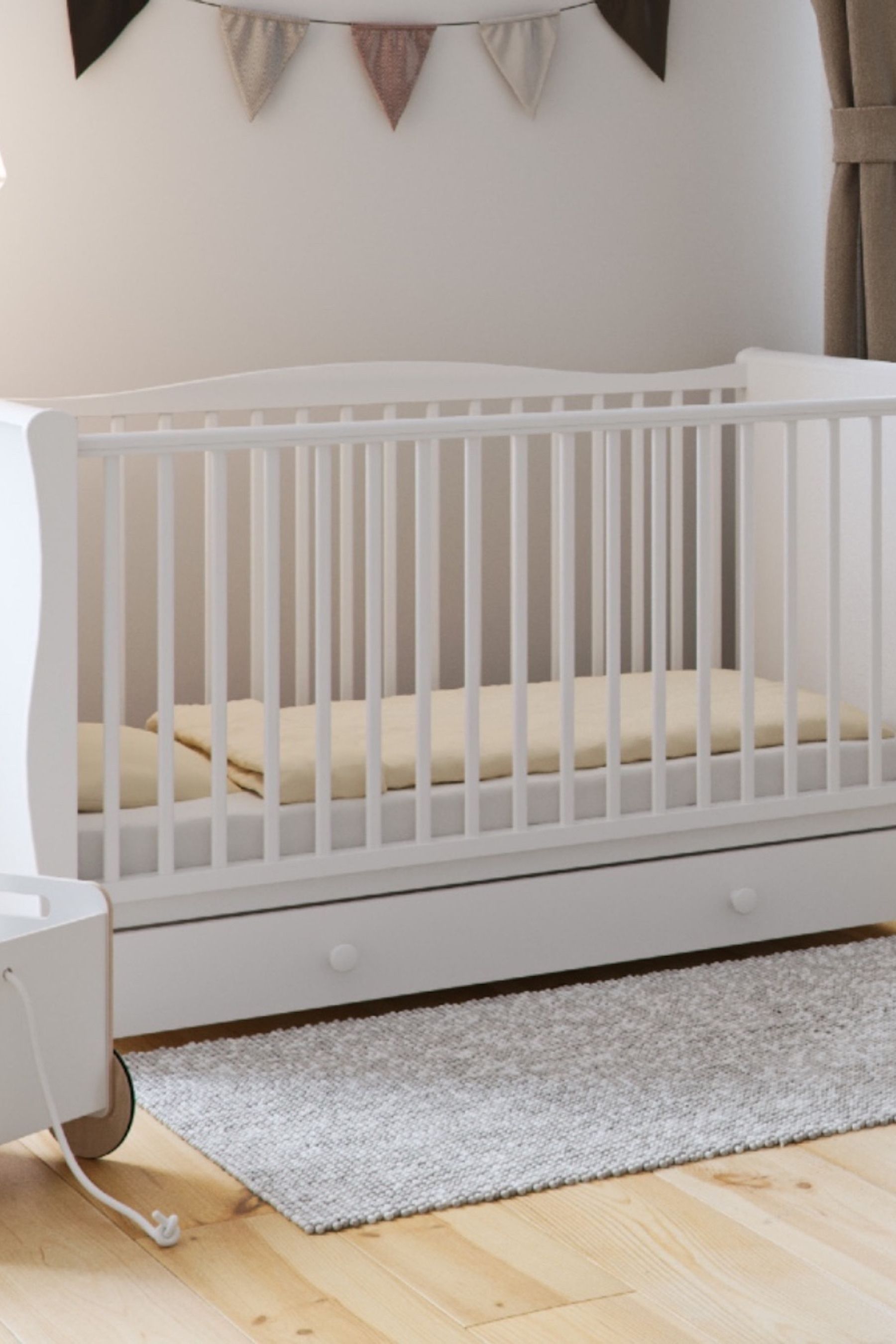 Buy Little Acorns White Sleigh Cot Bed Drawer from the Next UK online shop