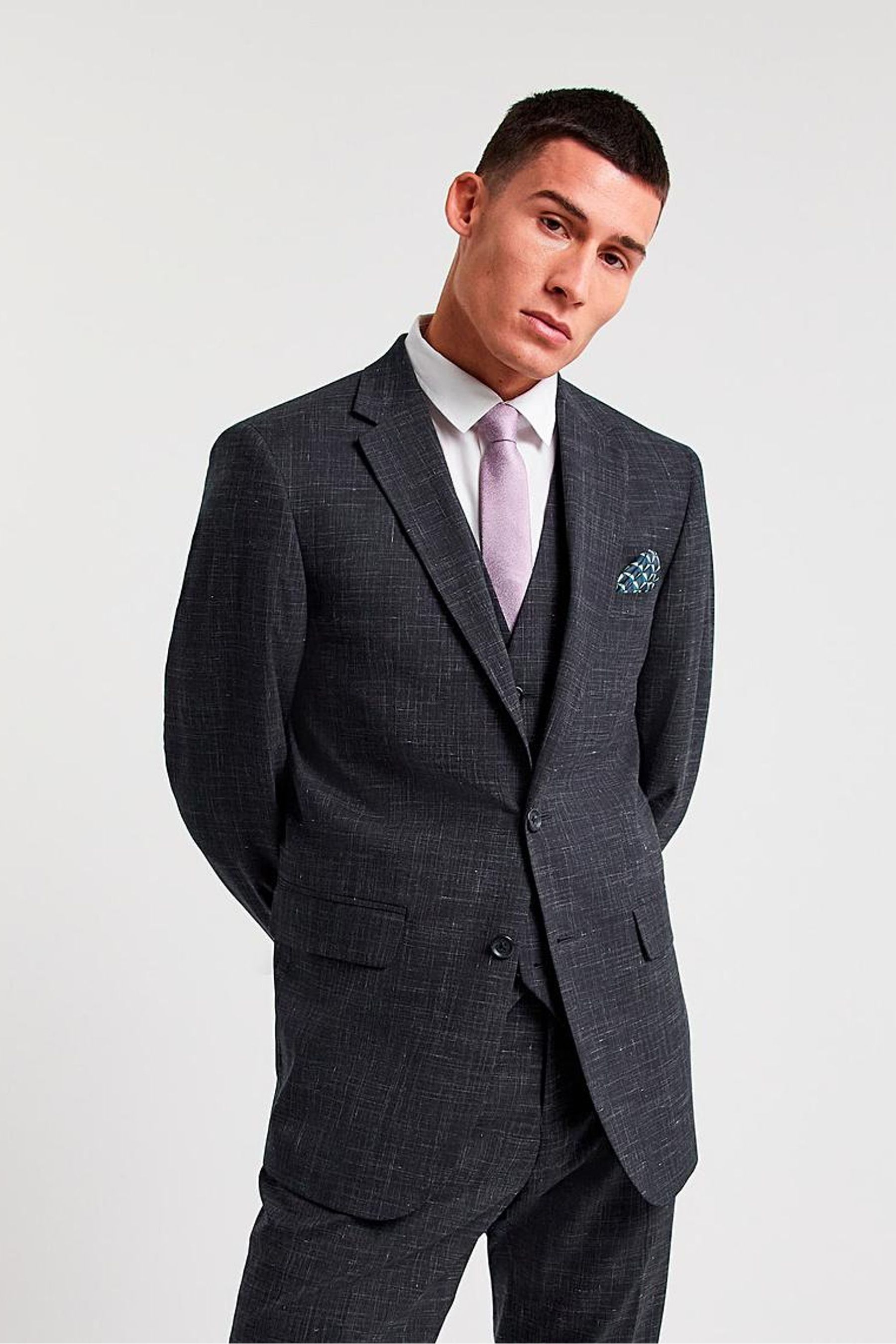 Buy Jacamo Blue Semi Plain Textured Suit Jacket from Next Belgium