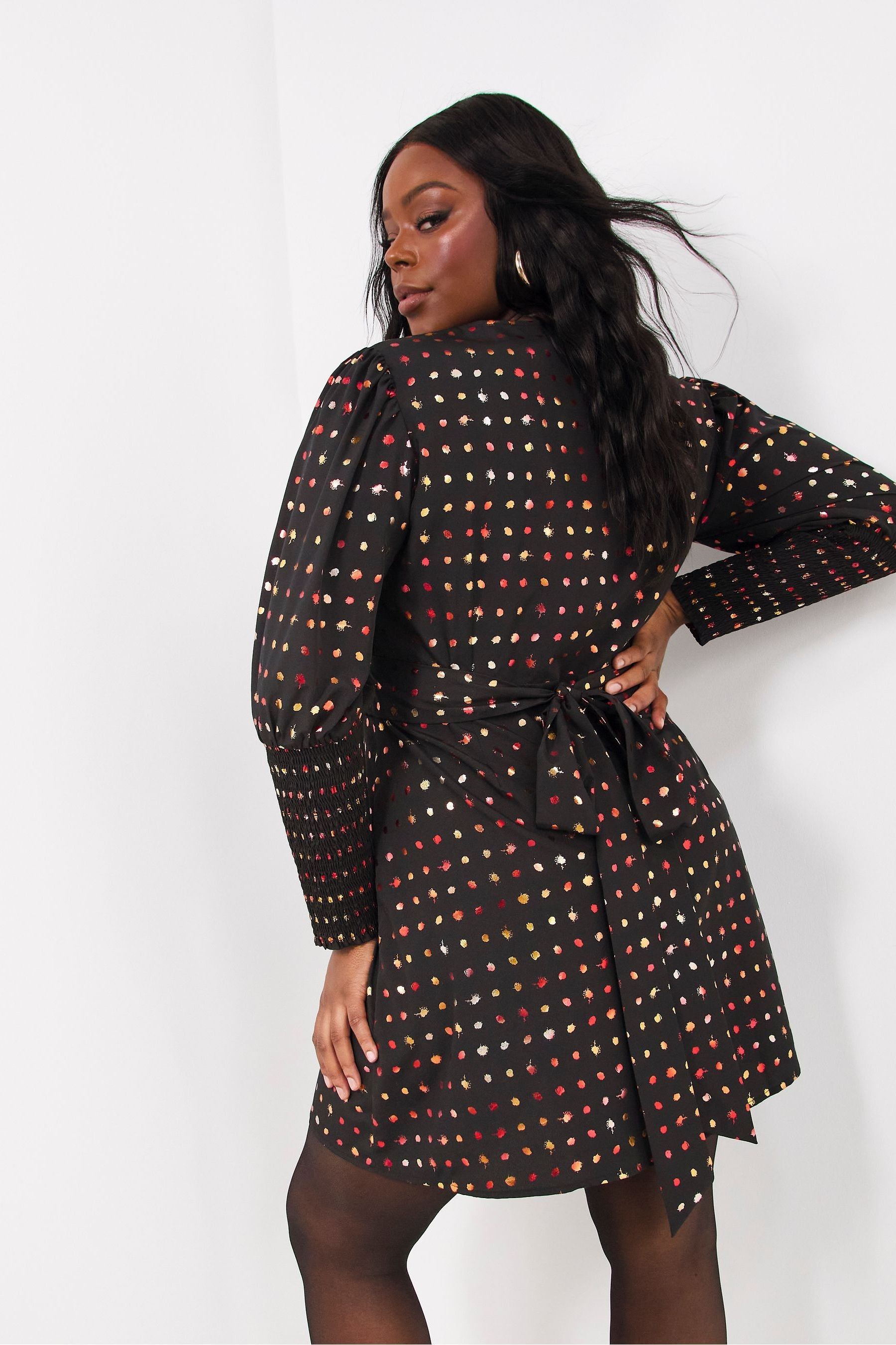 Rainbow metallic wrap dress new arrivals