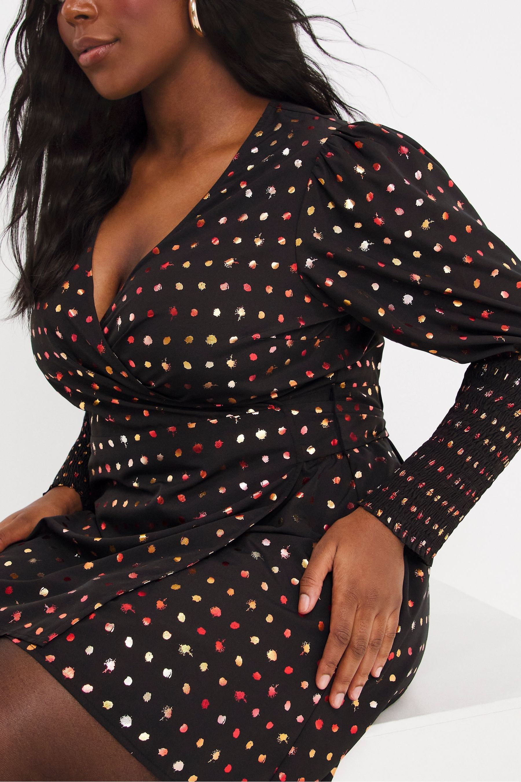 Rainbow metallic wrap dress best sale