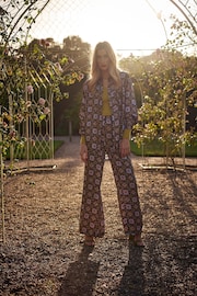 Another Sunday Satin Wide Leg Printed Trouser With Elasticated Waist In Print - Image 4 of 8