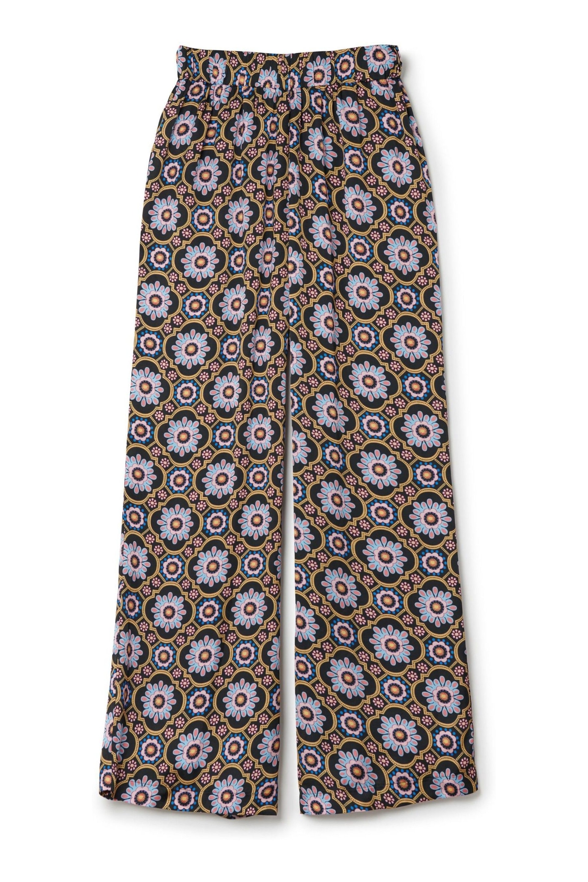 Another Sunday Satin Wide Leg Printed Trouser With Elasticated Waist In Print - Image 6 of 8