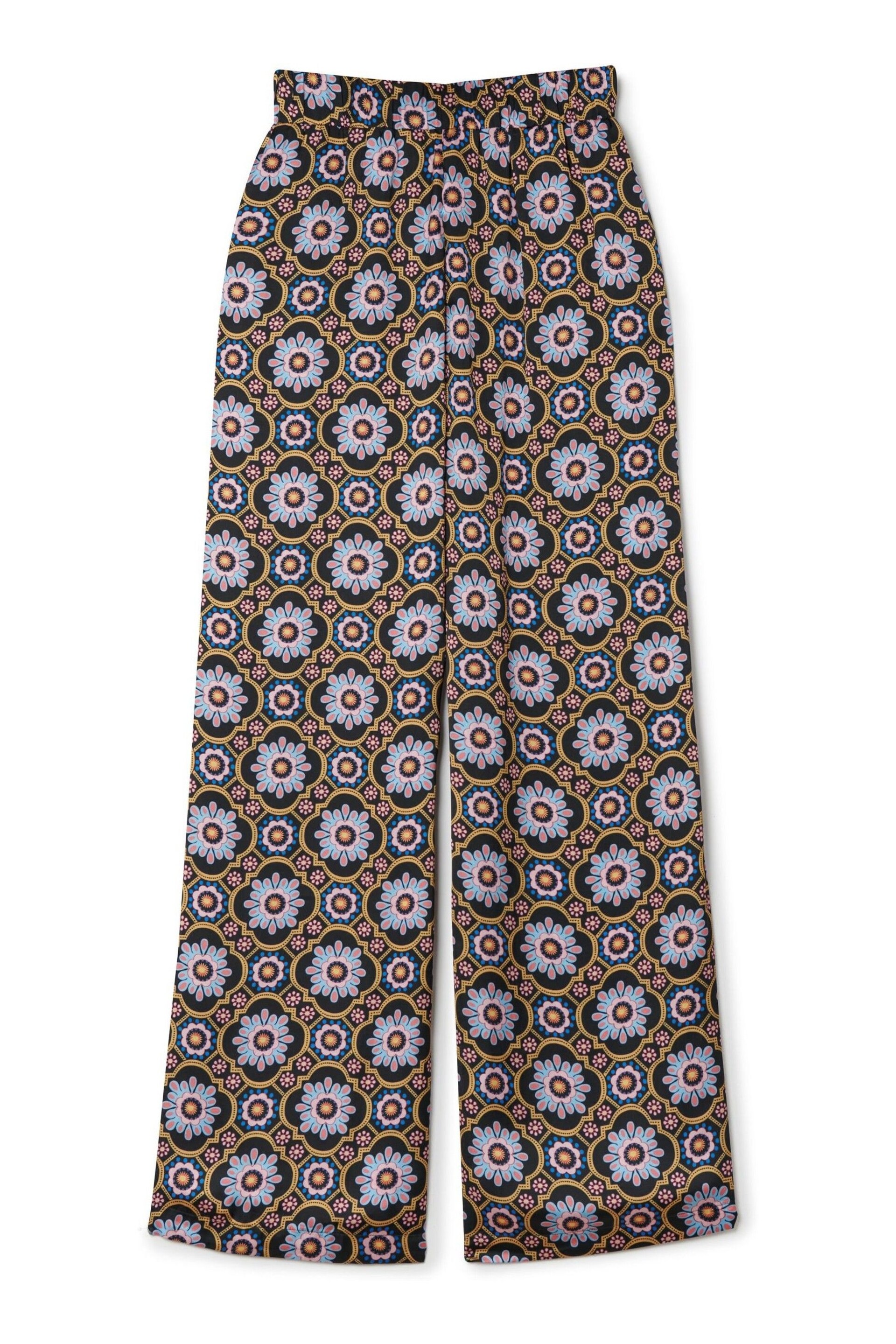 Another Sunday Satin Wide Leg Printed Trouser With Elasticated Waist In Print - Image 7 of 8