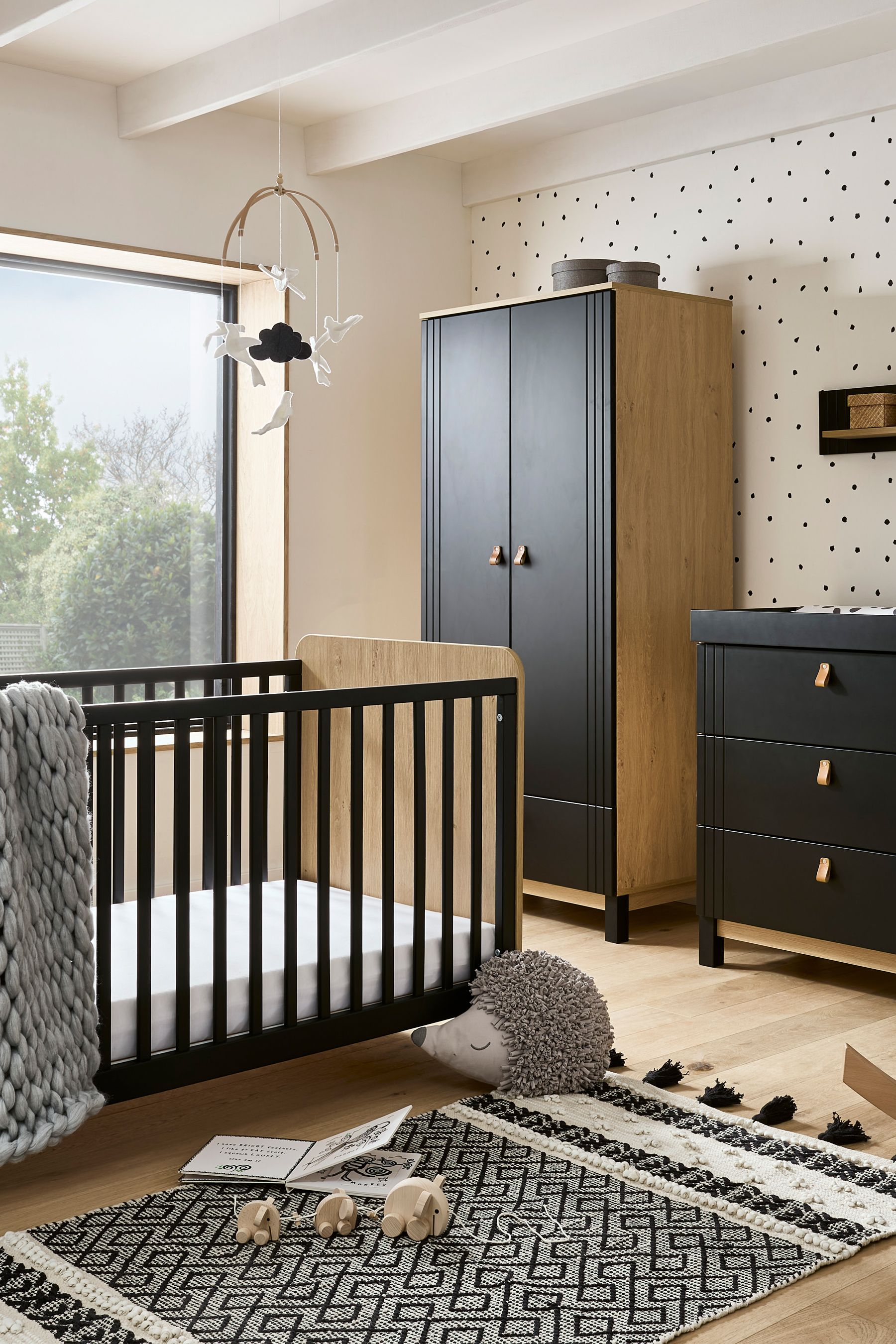 Buy Cuddleco 3 Piece Black Rafi Nursery Furniture Set in Oak and White from the Next UK online shop