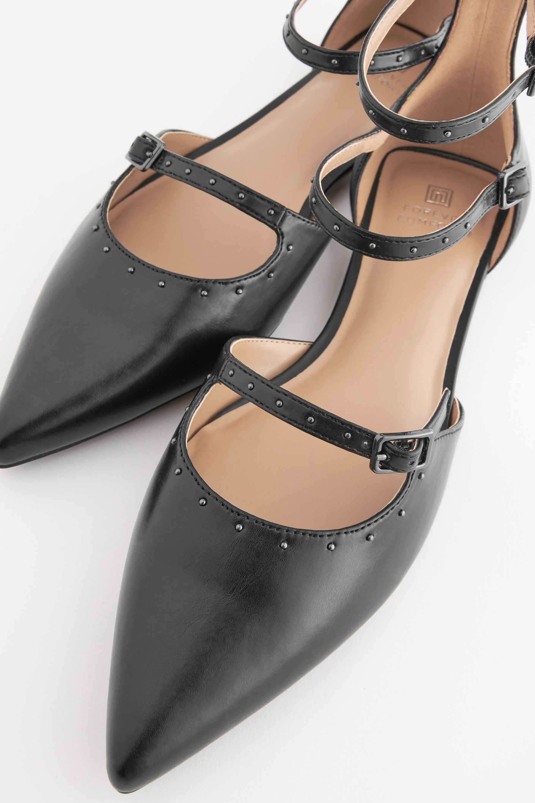 Studded pointed toe flats on sale