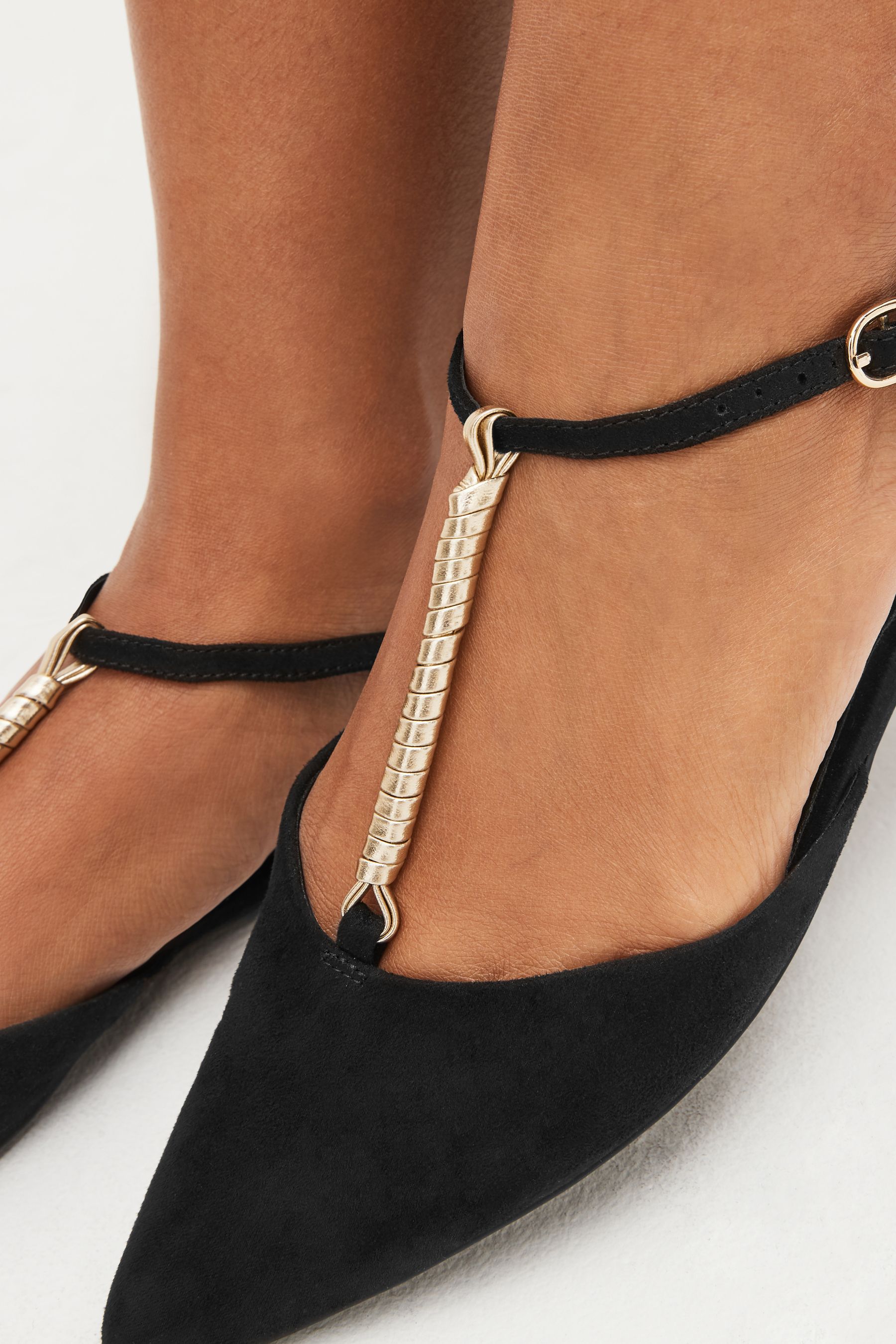Black Forever Comfort T Bar Point Toe Shoes