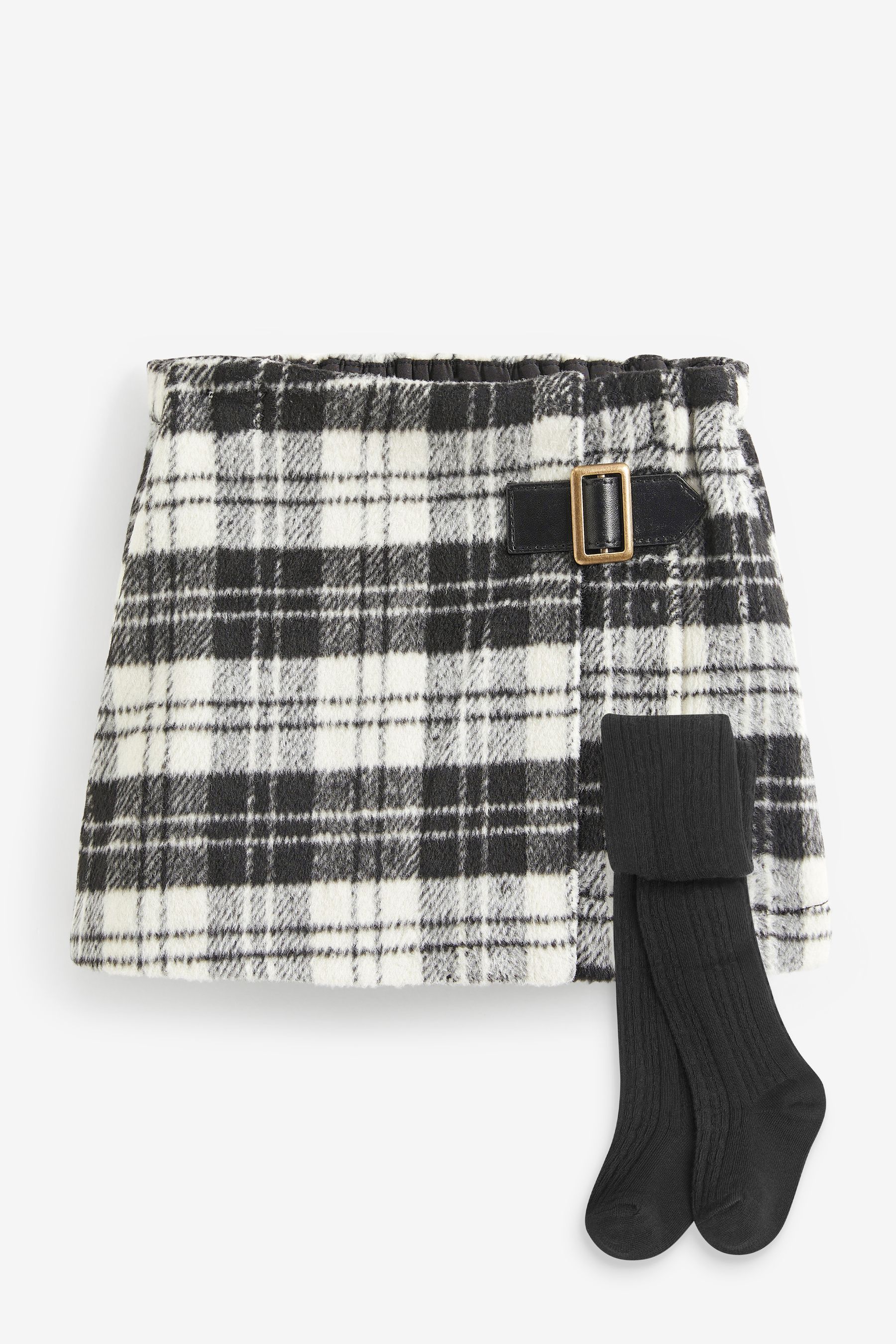 Black and white kilt skirt top