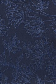 Navy Blue Floral Slim Tie And Pocket Square Set - Image 4 of 4