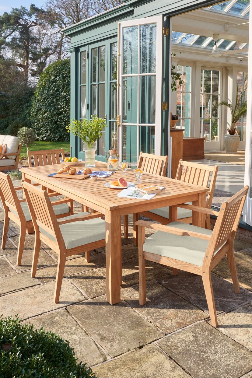 Laura Ashley Grey Garden Salcey Teak Dining Table and Chair Set - Image 1 of 3