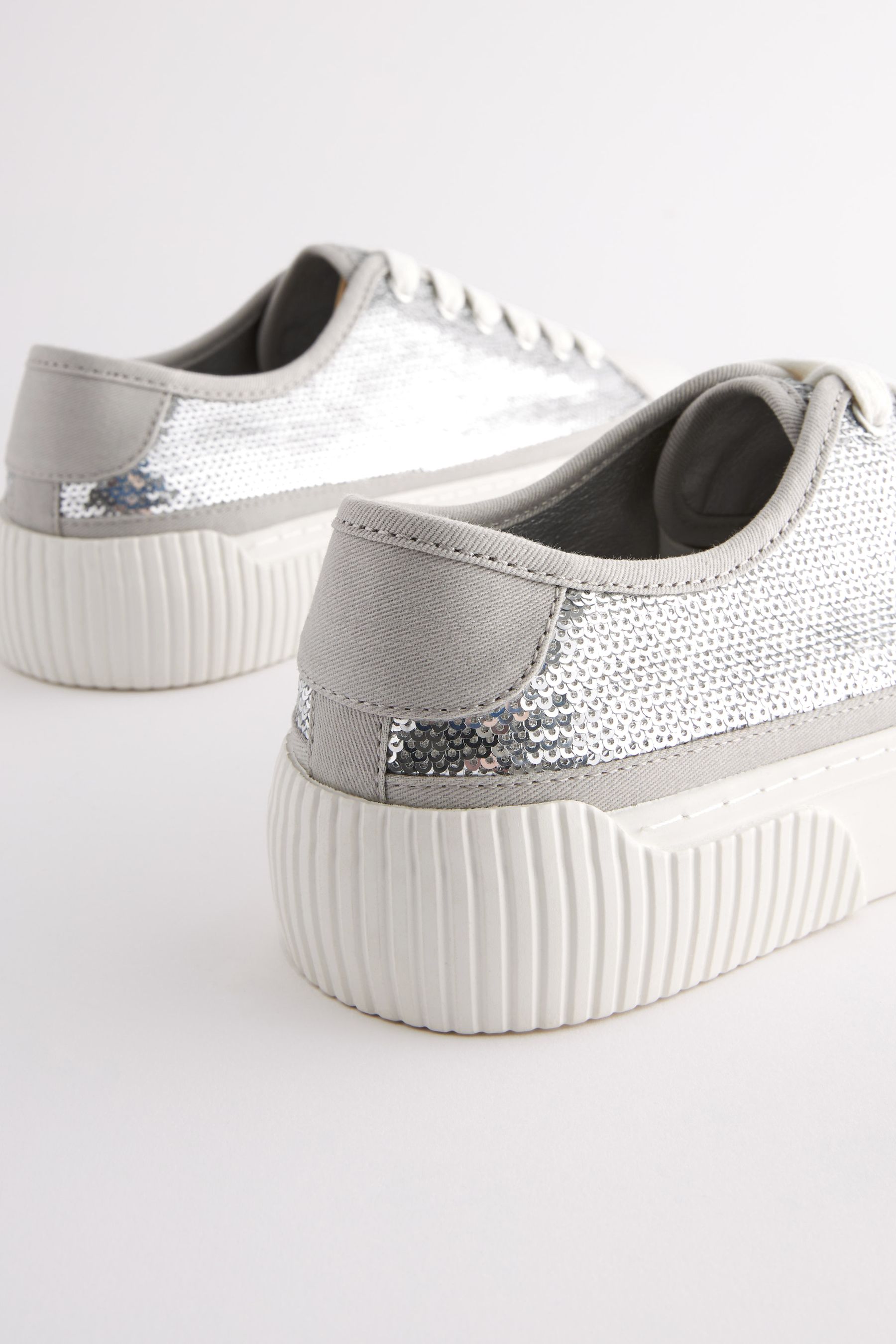 Chunky silver trainers discount