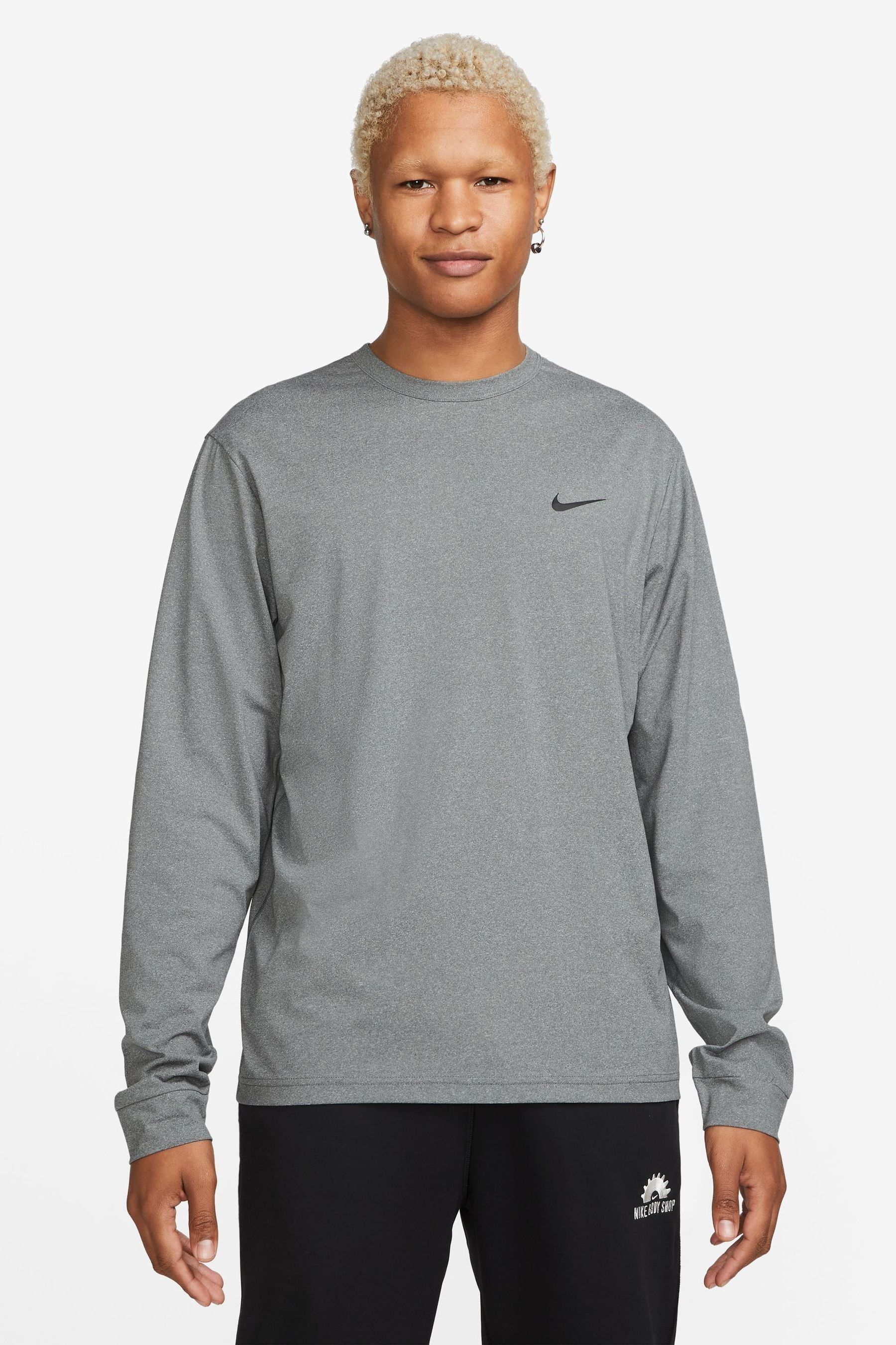 Buy Nike Smoke Grey Dri FIT UV Hyverse Long Sleeve Fitness Top from Next Luxembourg