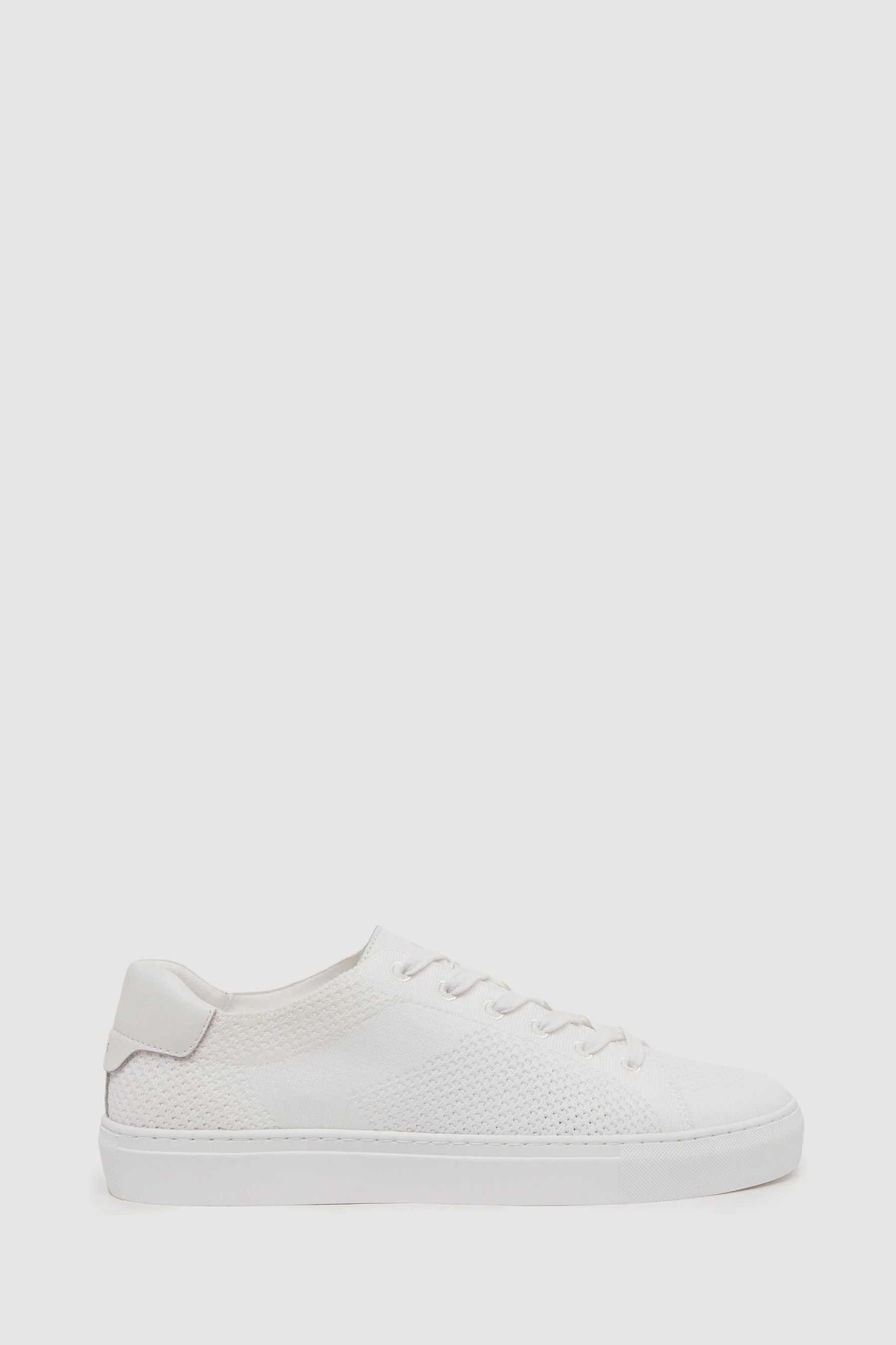 Buy Reiss White Finley Knit Leather Low Top Trainers from Next Luxembourg