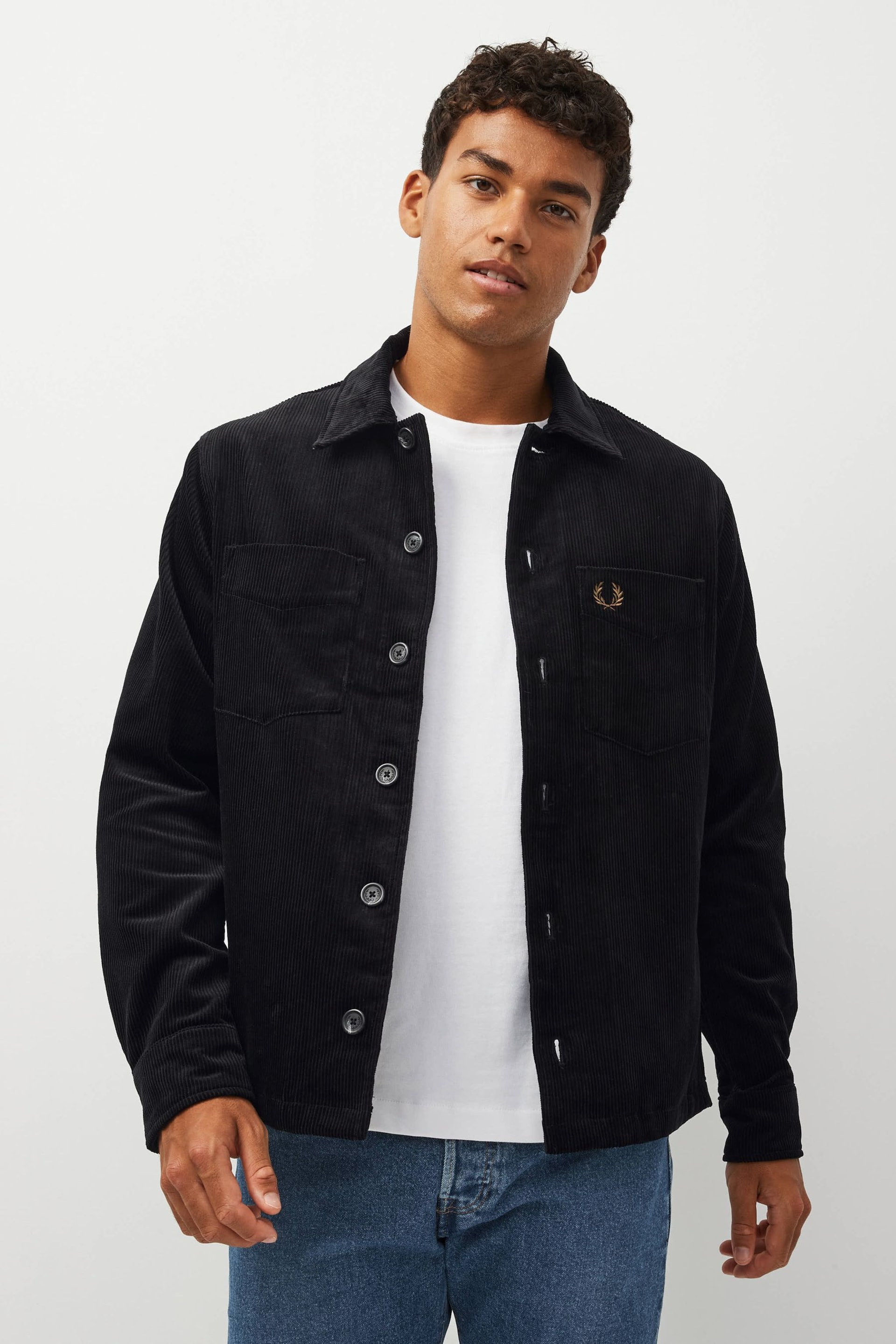 Fred Perry Cord Black Overshirt - Image 1 of 4