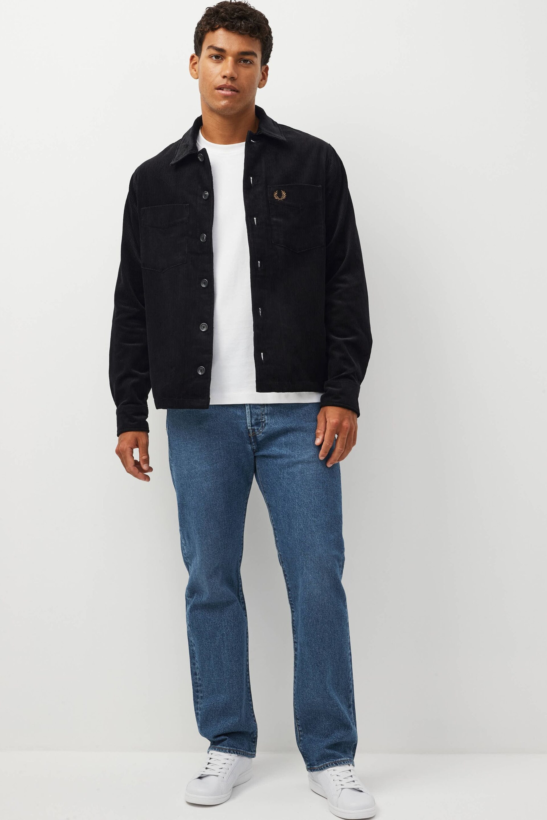 Fred Perry Cord Black Overshirt - Image 2 of 4