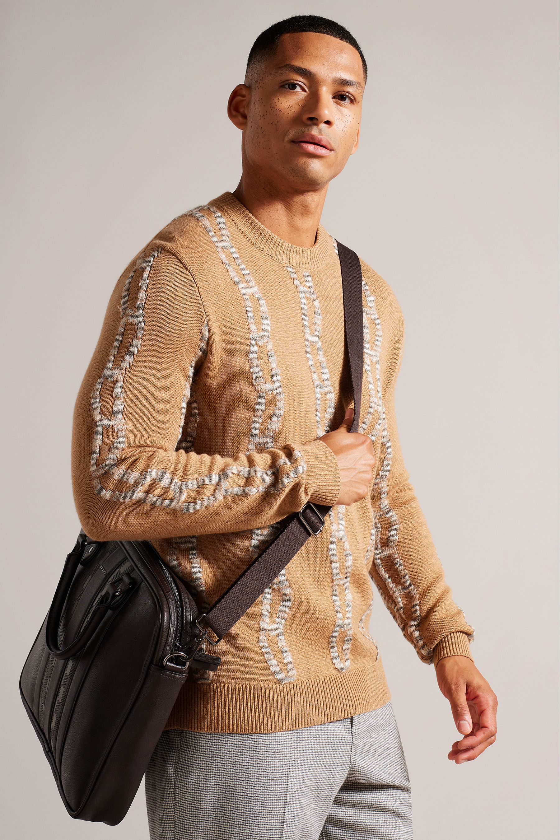 Buy Ted Baker Brown Waymon House Check PU Document Bag from Next Luxembourg