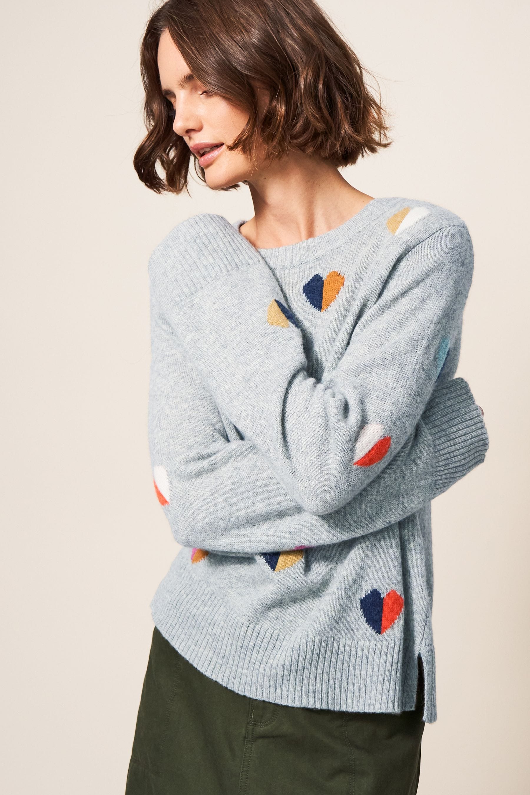 Buy White Stuff Grey Heart Jumper from Next Luxembourg